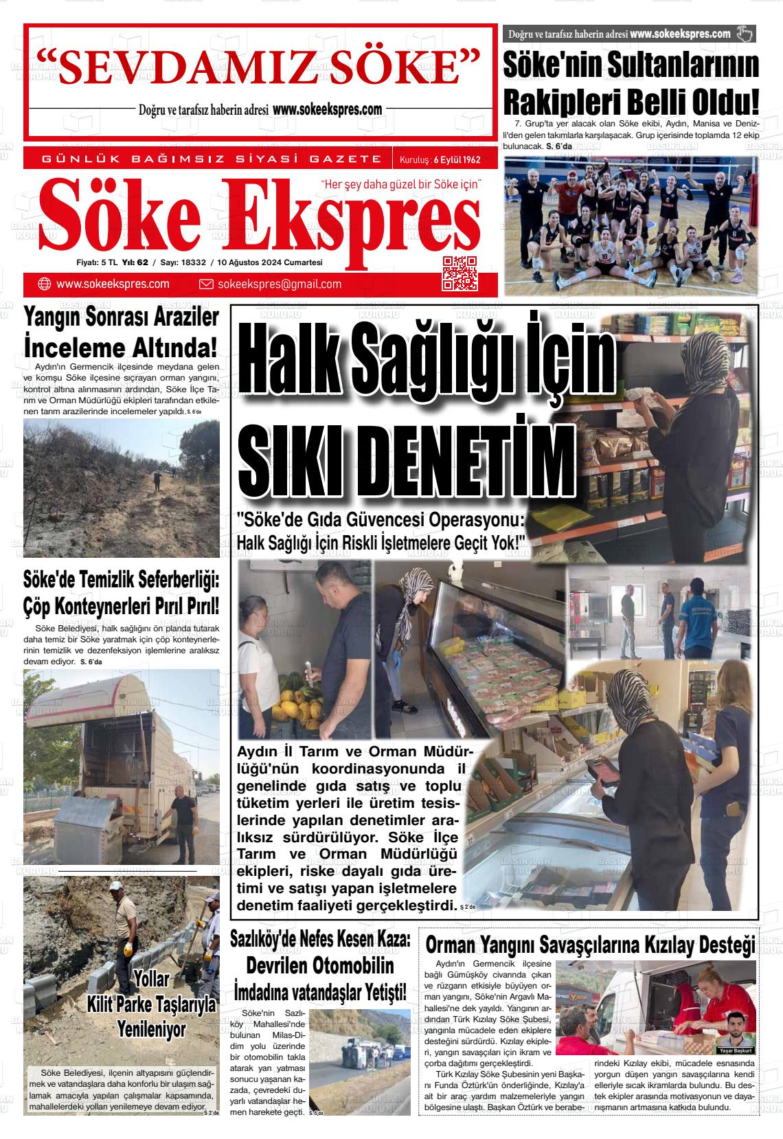 10 Ağustos 2024 Söke Ekspres Gazete Manşeti