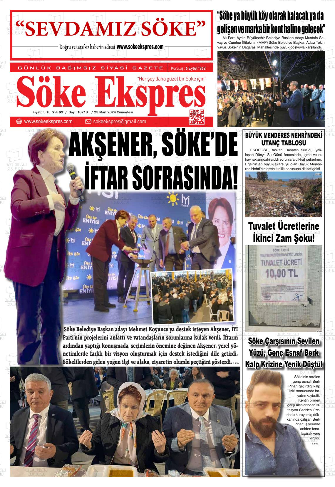 23 Mart 2024 Söke Ekspres Gazete Manşeti