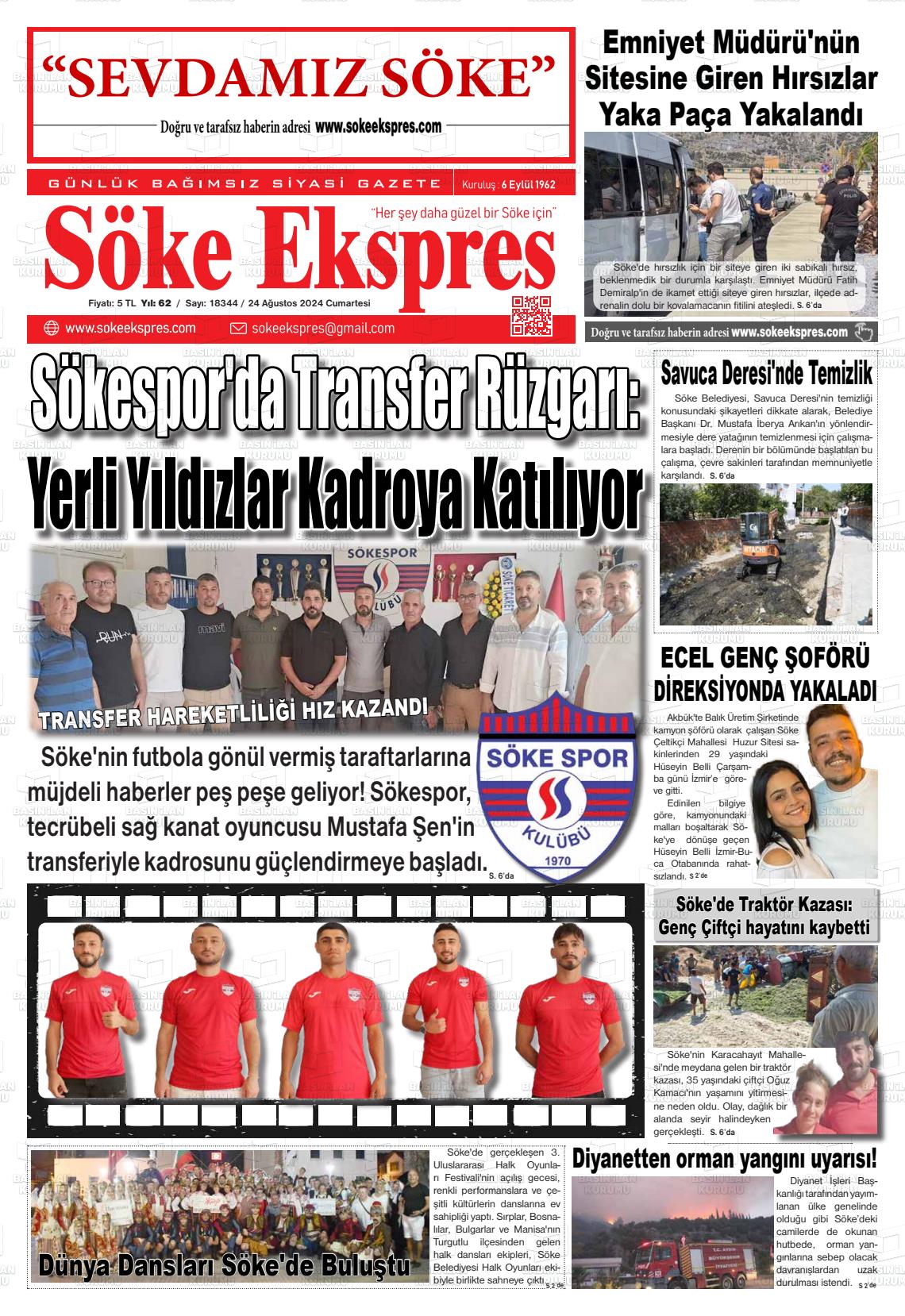 24 Ağustos 2024 Söke Ekspres Gazete Manşeti