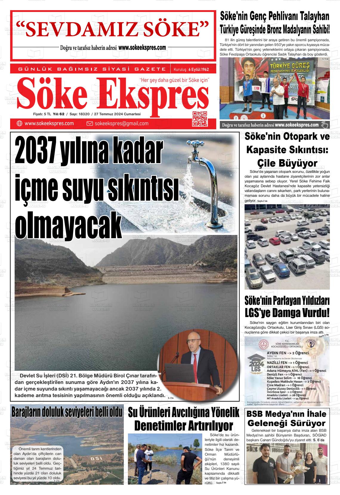 27 Temmuz 2024 Söke Ekspres Gazete Manşeti