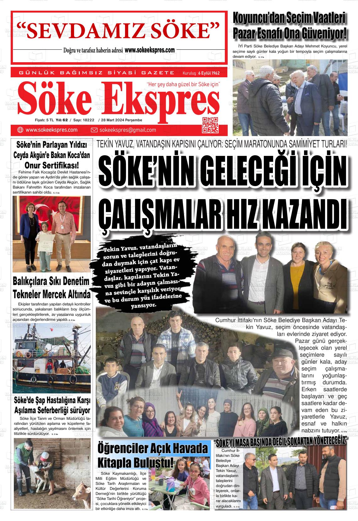 28 Mart 2024 Söke Ekspres Gazete Manşeti