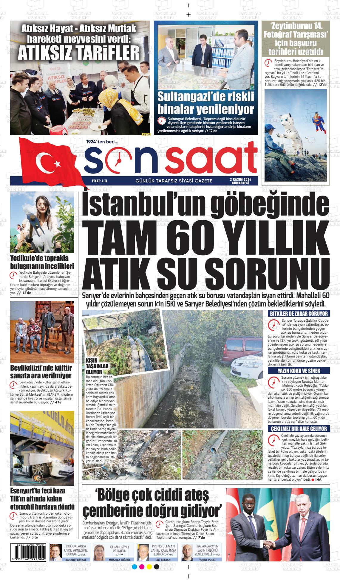 02 Kasım 2024 Son Saat Gazete Manşeti