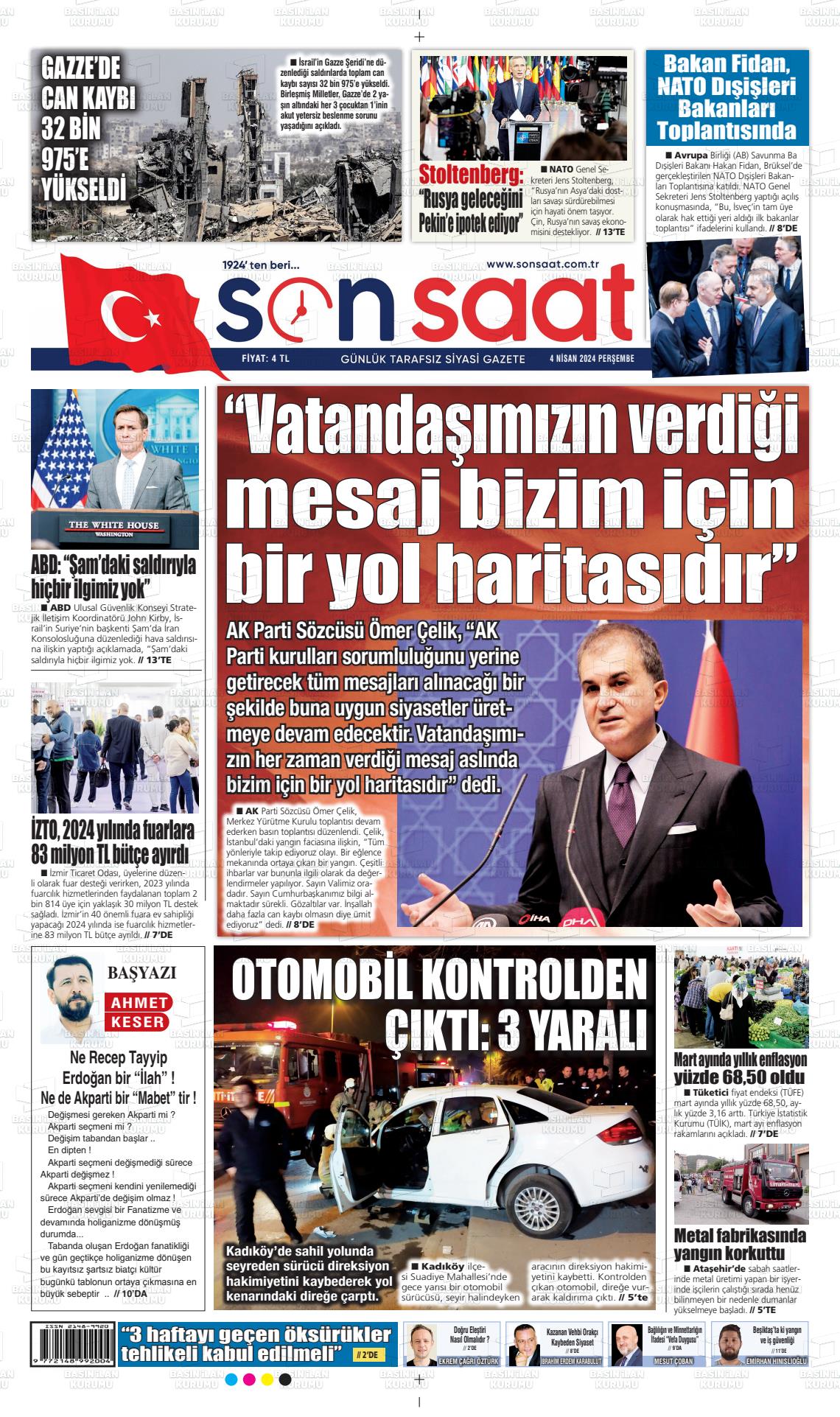 04 Nisan 2024 Son Saat Gazete Manşeti