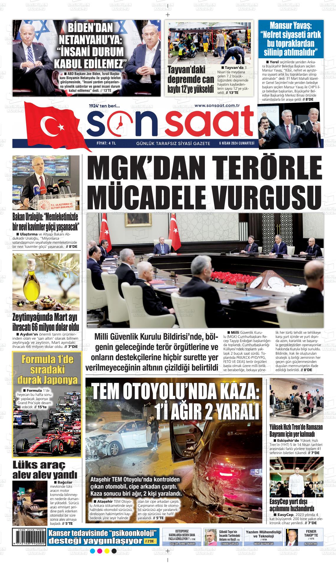 06 Nisan 2024 Son Saat Gazete Manşeti