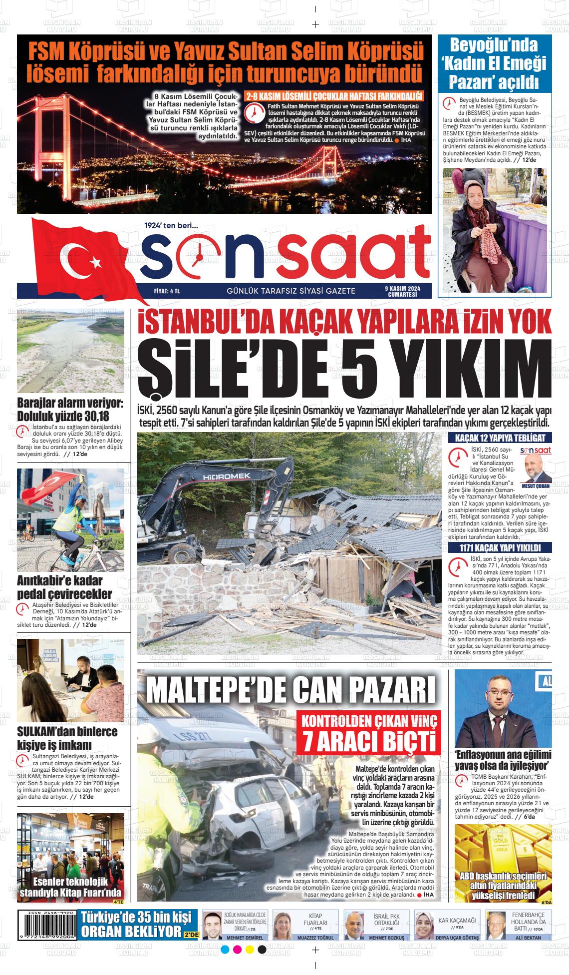 09 Kasım 2024 Son Saat Gazete Manşeti