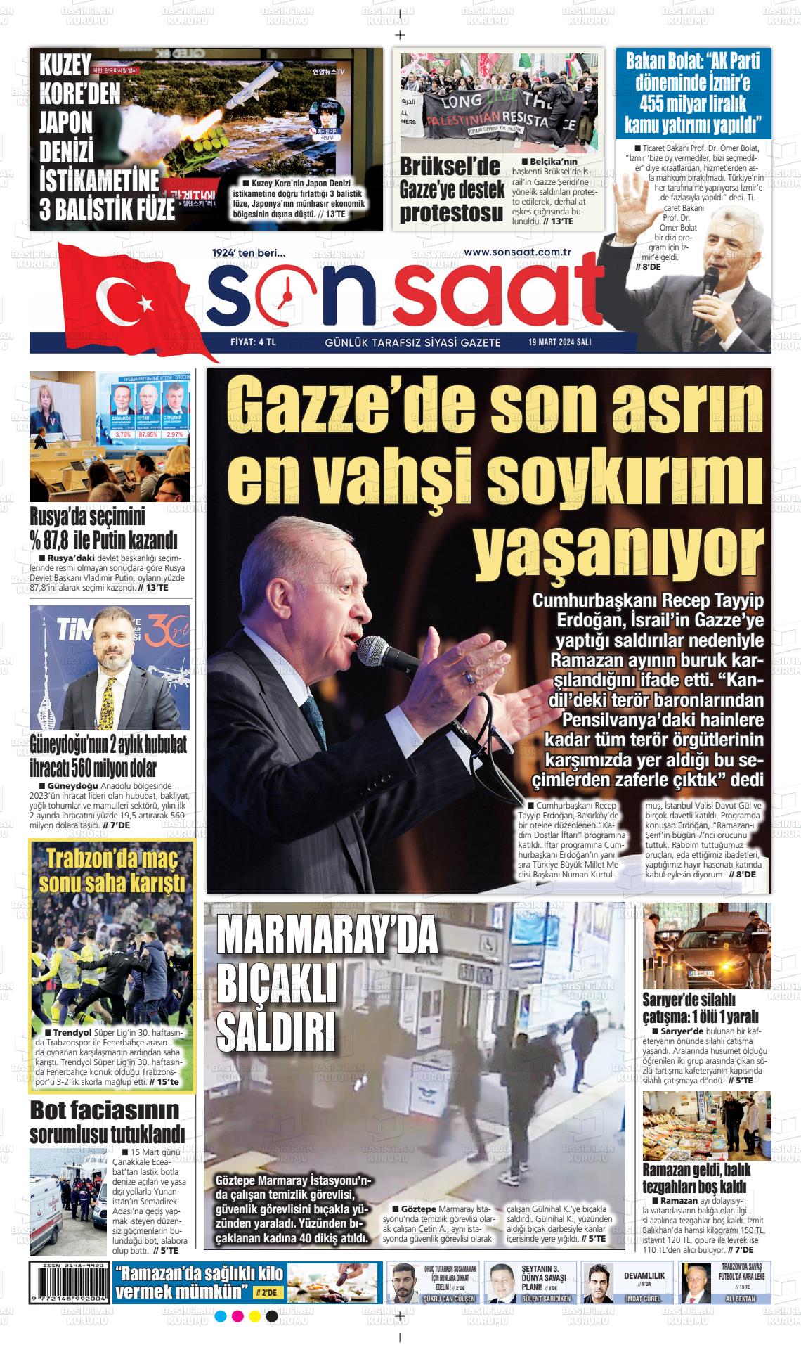 19 Mart 2024 Son Saat Gazete Manşeti