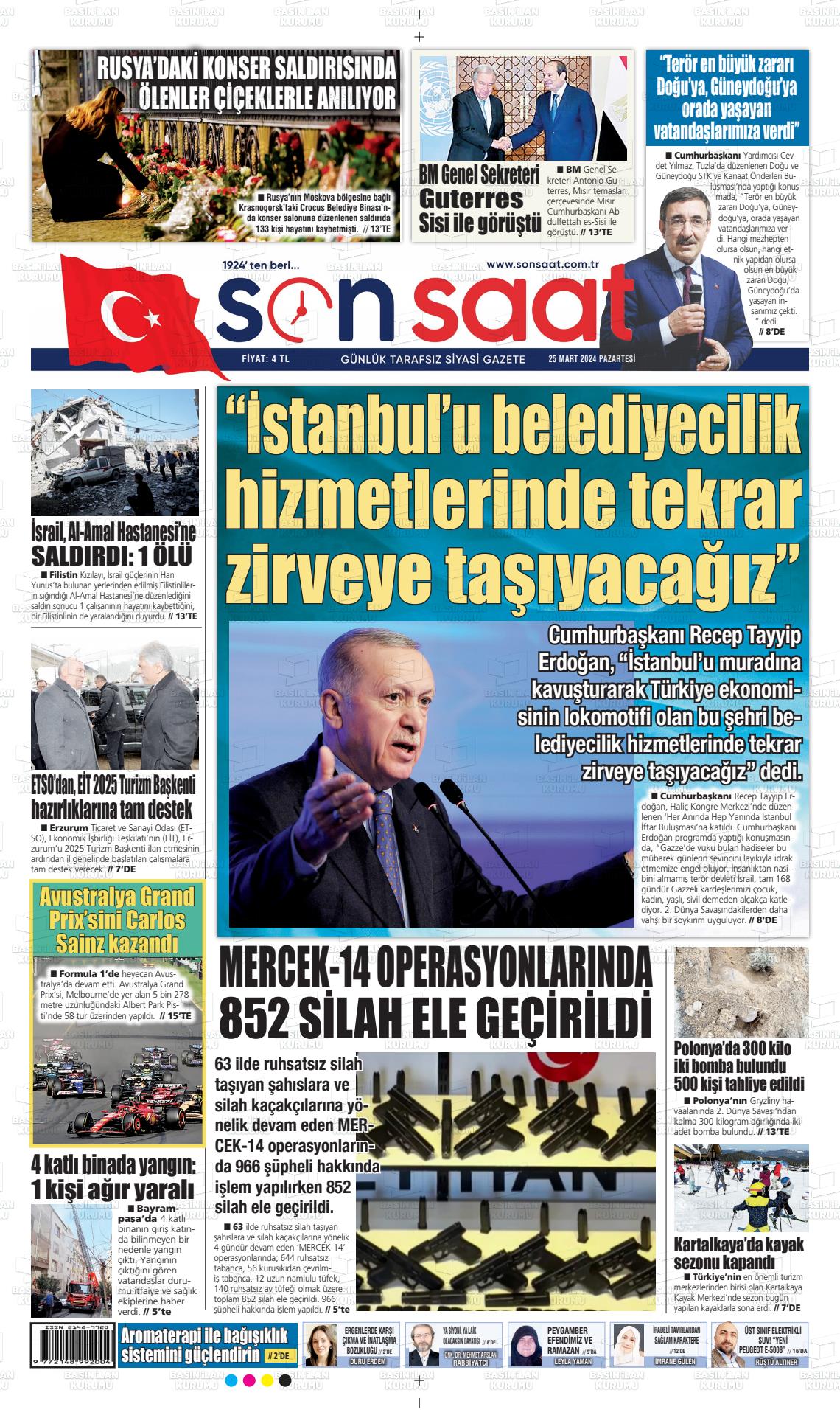 25 Mart 2024 Son Saat Gazete Manşeti