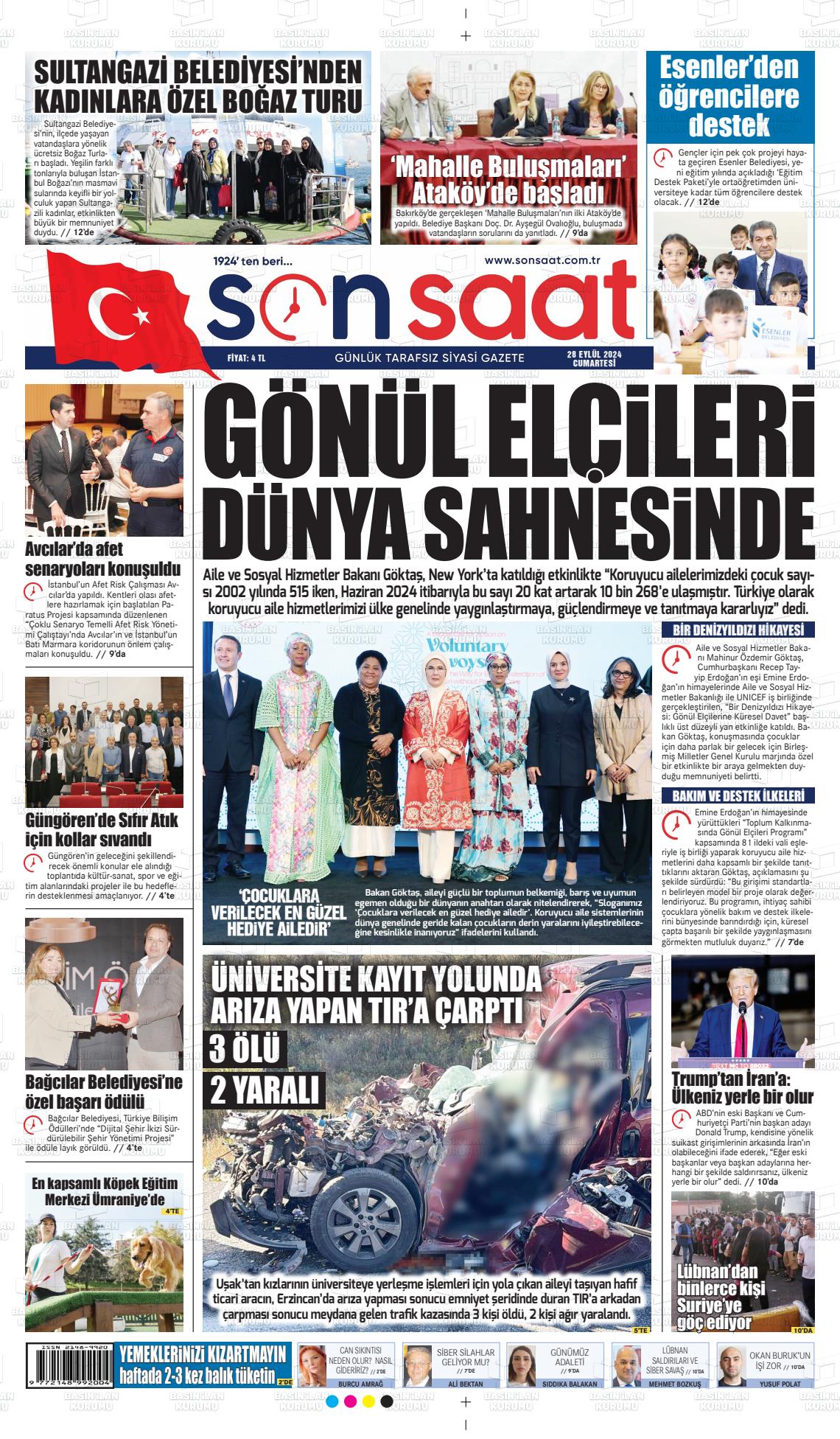 28 Eylül 2024 Son Saat Gazete Manşeti