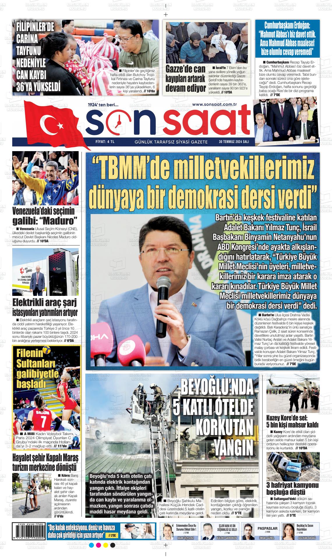 30 Temmuz 2024 Son Saat Gazete Manşeti