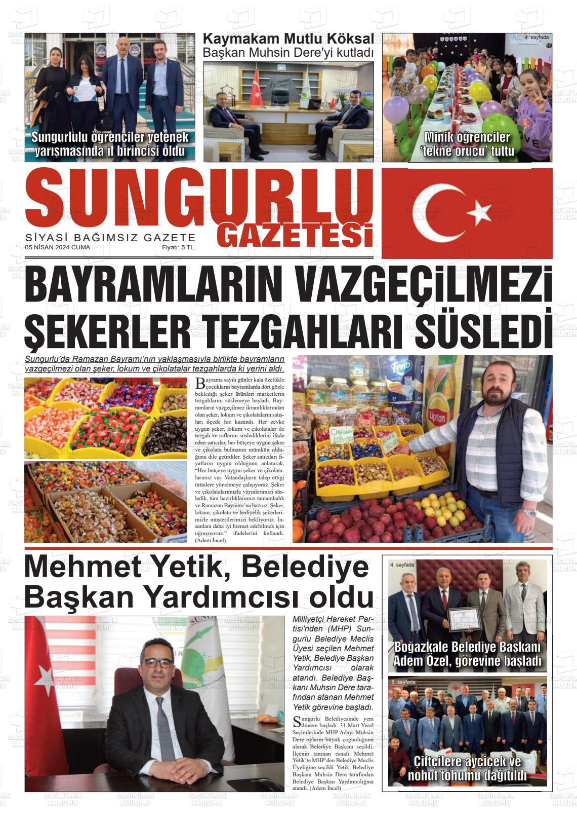 05 Nisan 2024 Sungurlu Gazete Manşeti