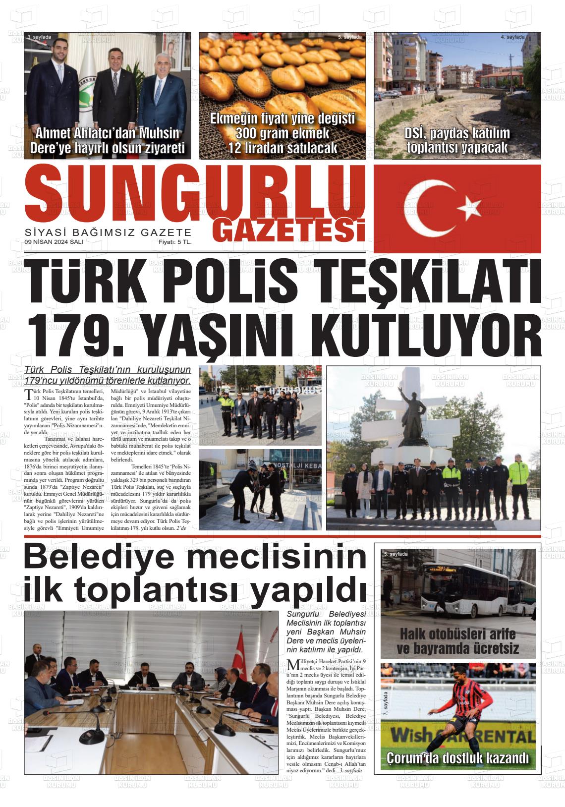 09 Nisan 2024 Sungurlu Gazete Manşeti