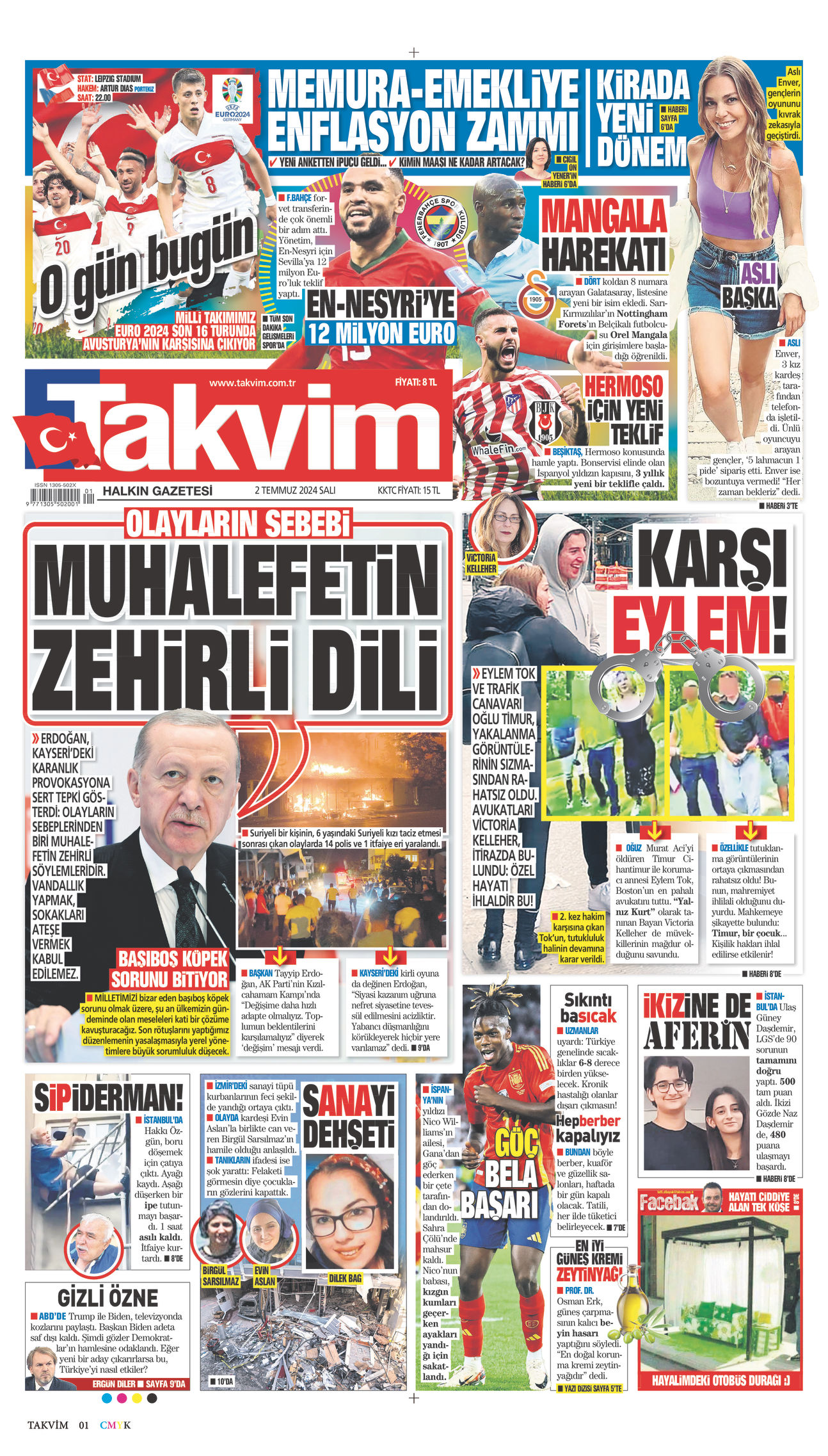 02 Temmuz 2024 Takvim Gazete Manşeti