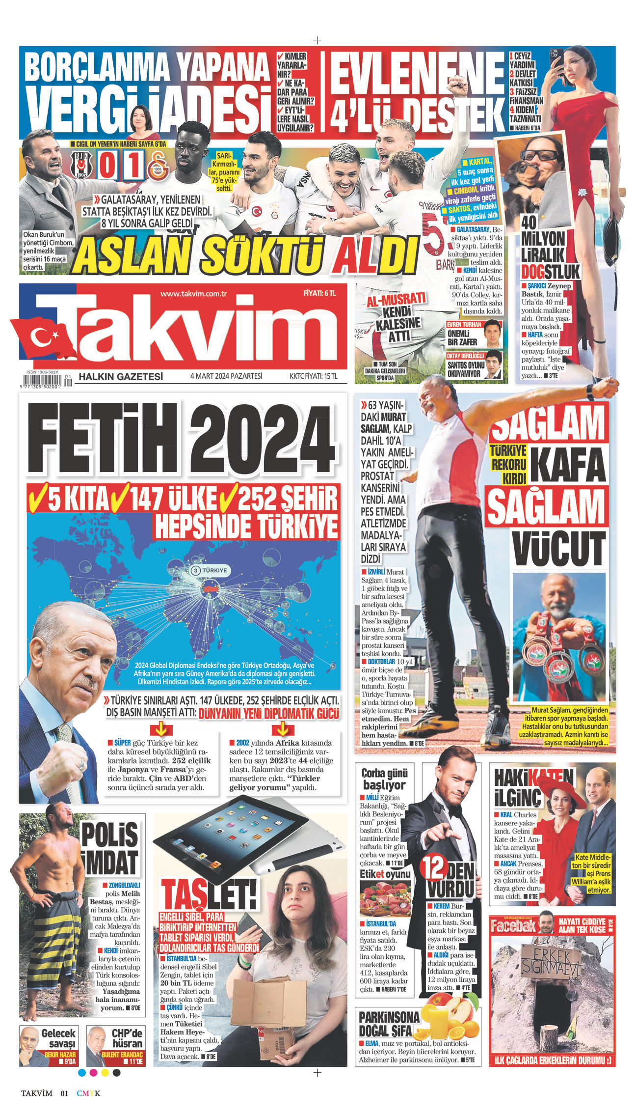 04 Mart 2024 Takvim Gazete Manşeti