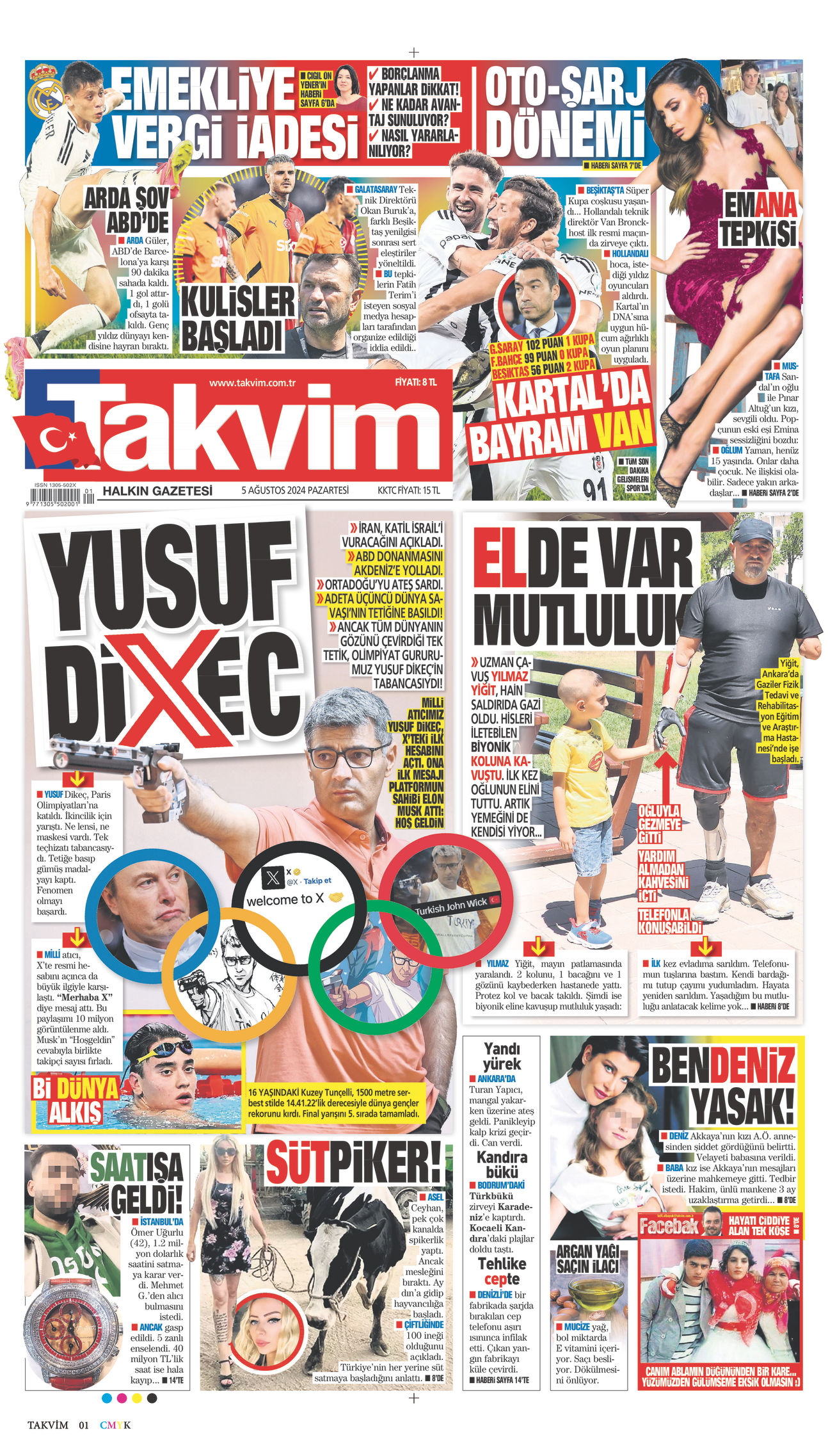 05 Ağustos 2024 Takvim Gazete Manşeti