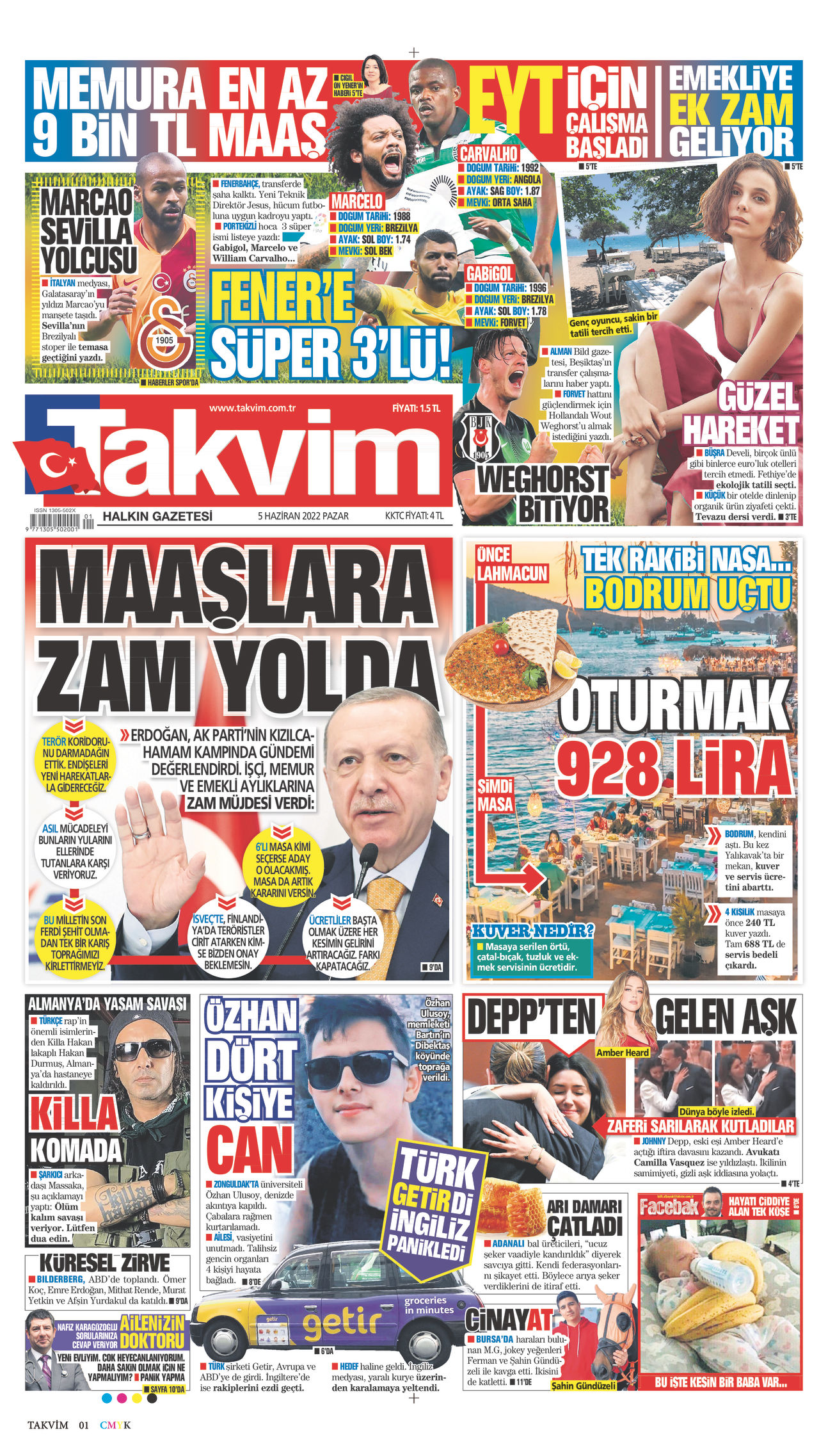 05 Haziran 2022 Takvim Gazete Manşeti