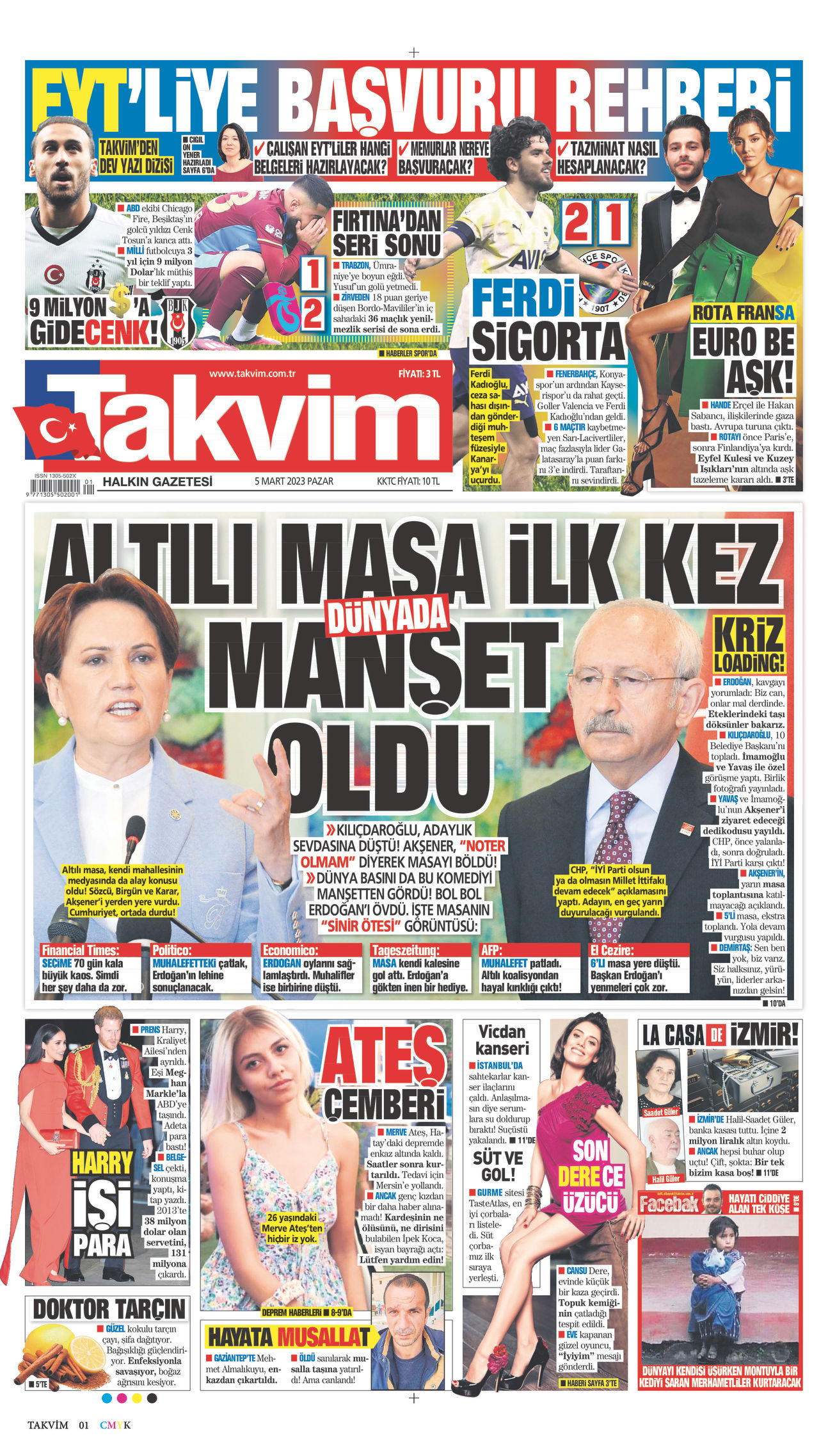 05 Mart 2023 Takvim Gazete Manşeti