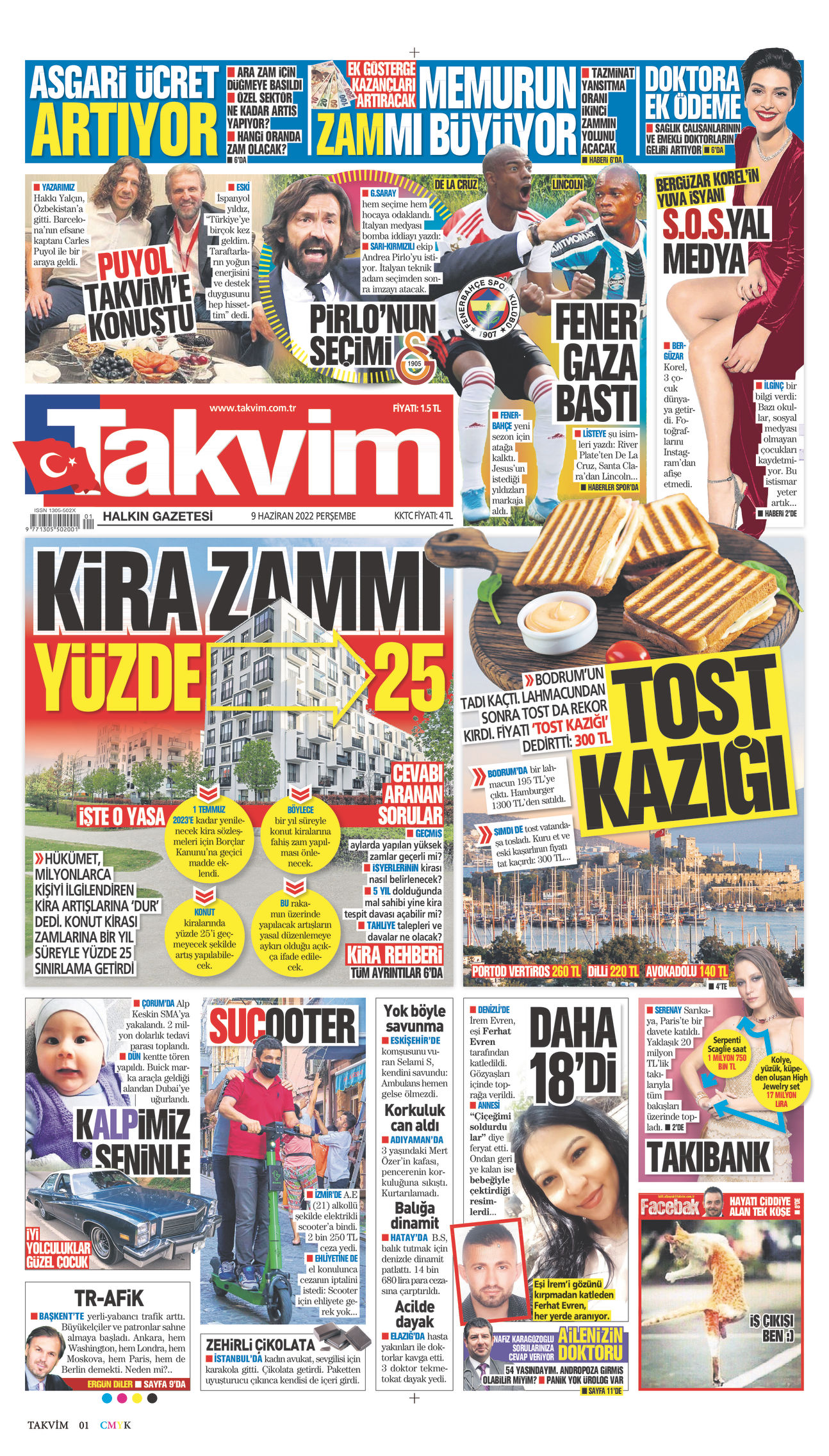 09 Haziran 2022 Takvim Gazete Manşeti