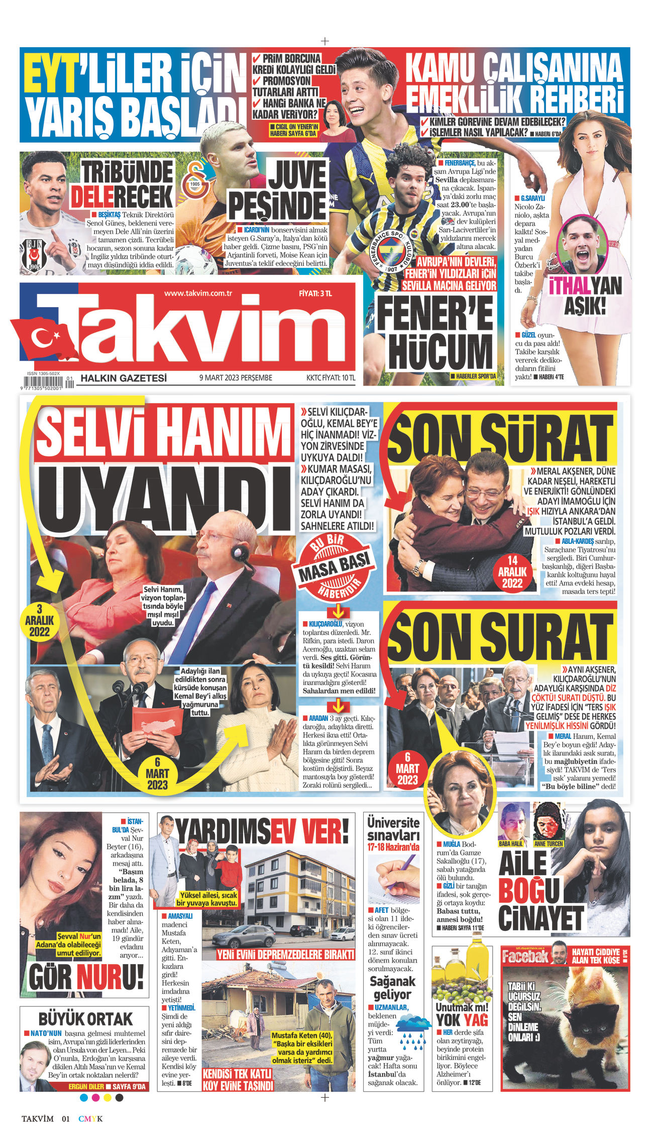 09 Mart 2023 Takvim Gazete Manşeti