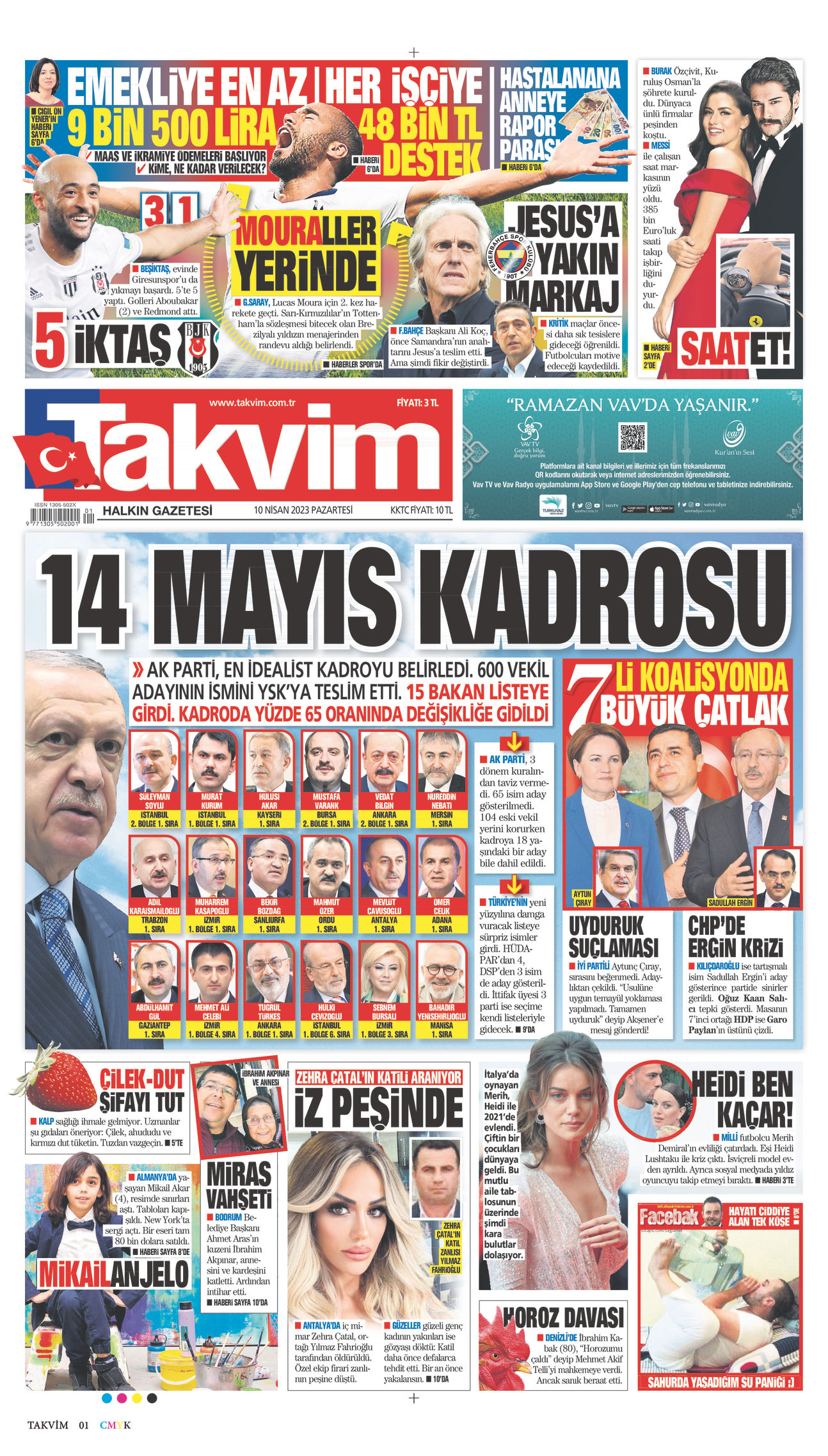 10 Nisan 2023 Takvim Gazete Manşeti