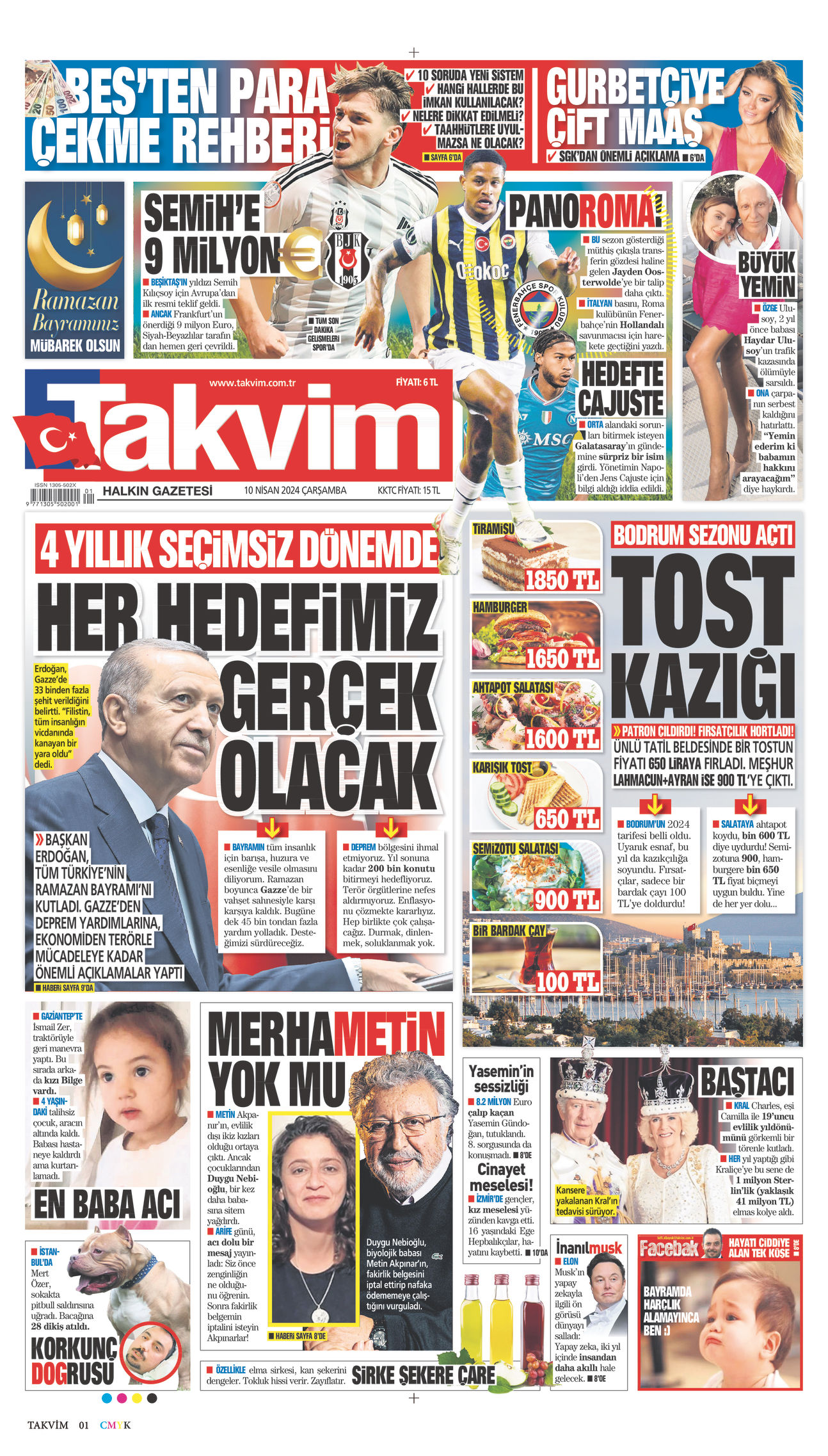 10 Nisan 2024 Takvim Gazete Manşeti