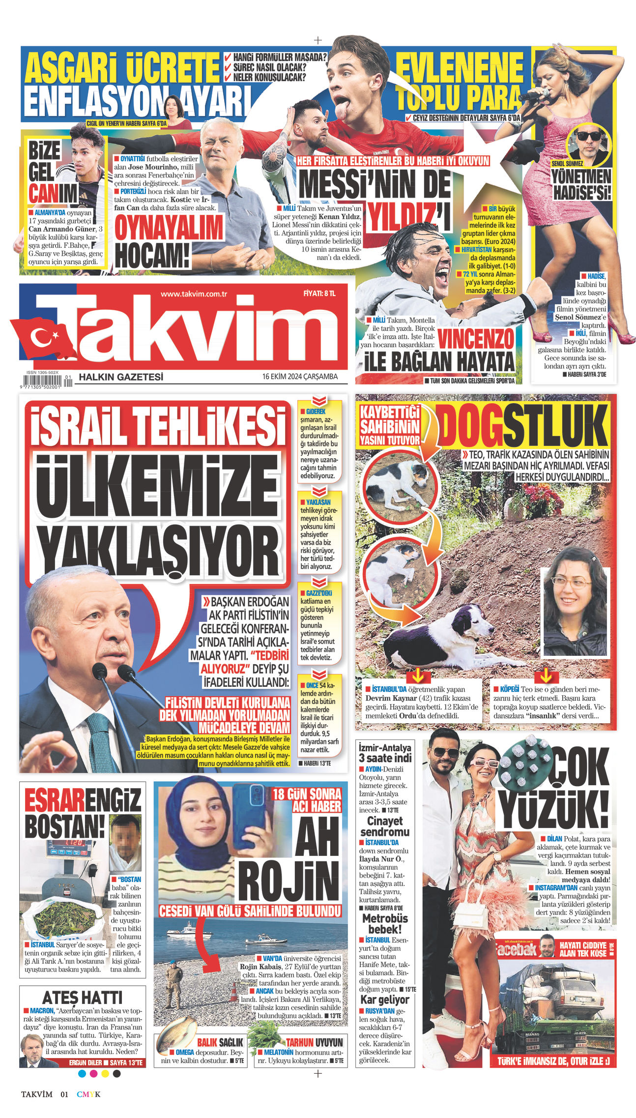 16 Ekim 2024 Takvim Gazete Manşeti