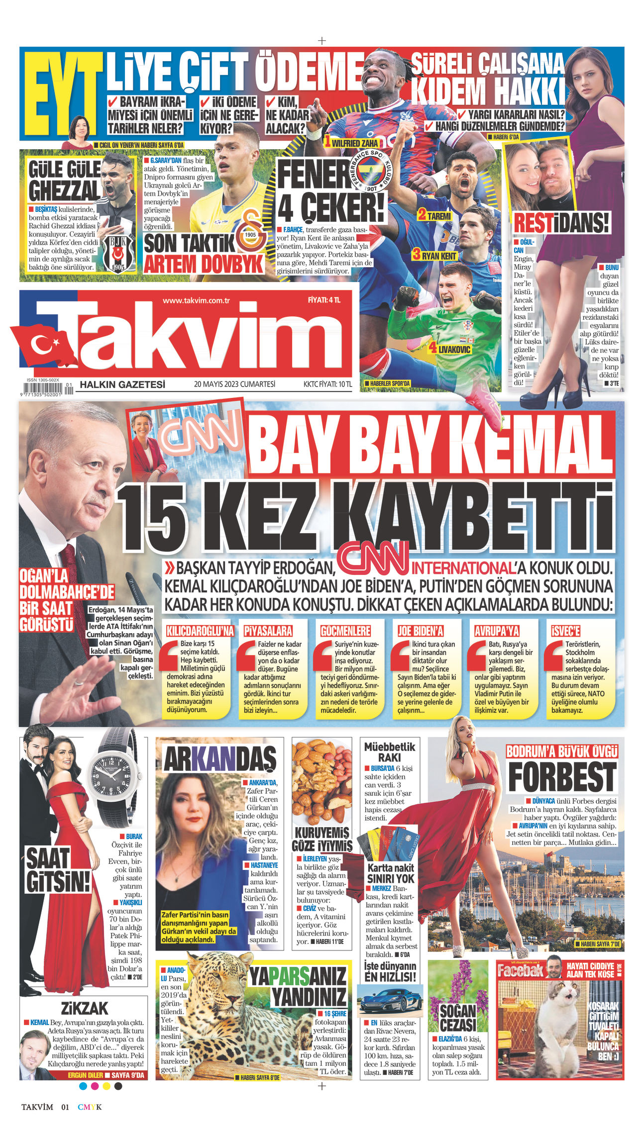 20 Mayıs 2023 Takvim Gazete Manşeti