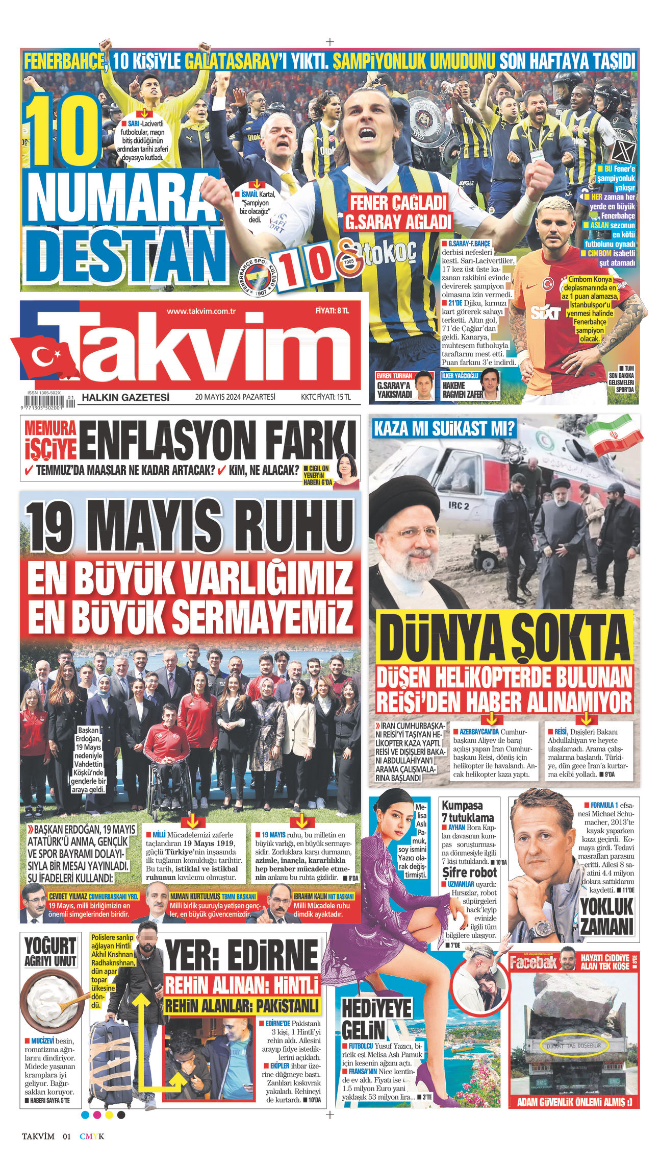 20 Mayıs 2024 Takvim Gazete Manşeti