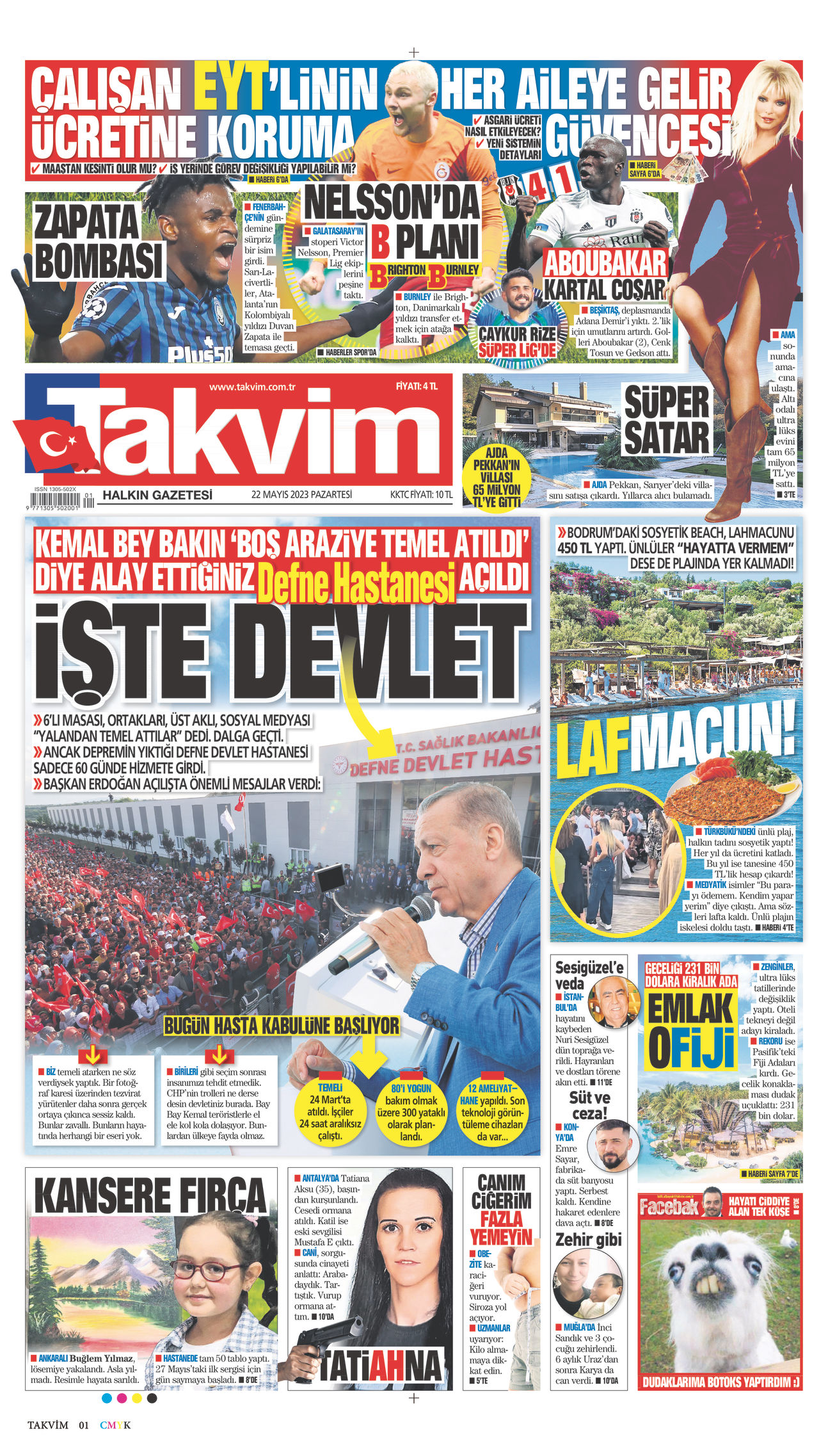 22 Mayıs 2023 Takvim Gazete Manşeti