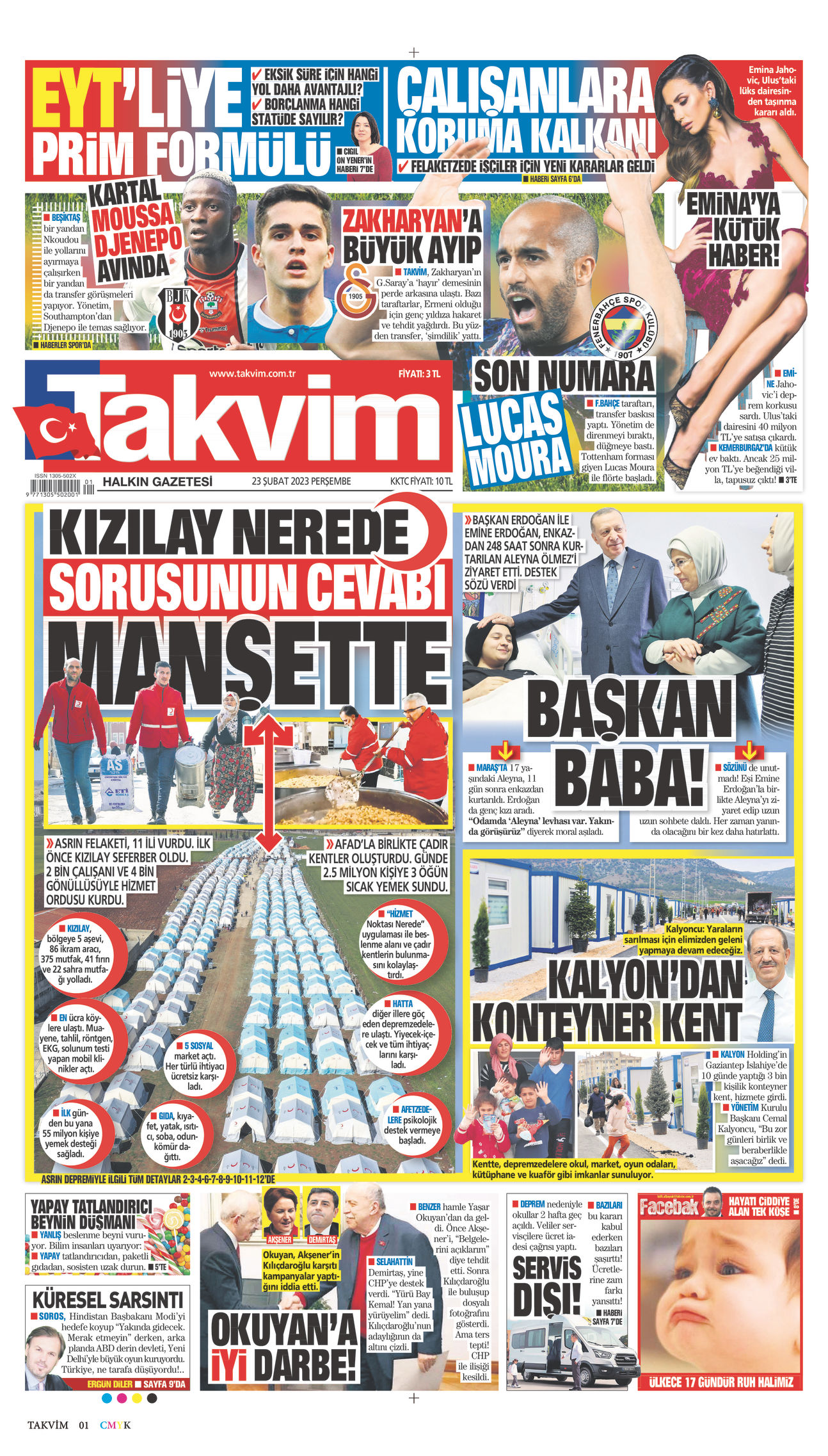 23 Şubat 2023 Takvim Gazete Manşeti