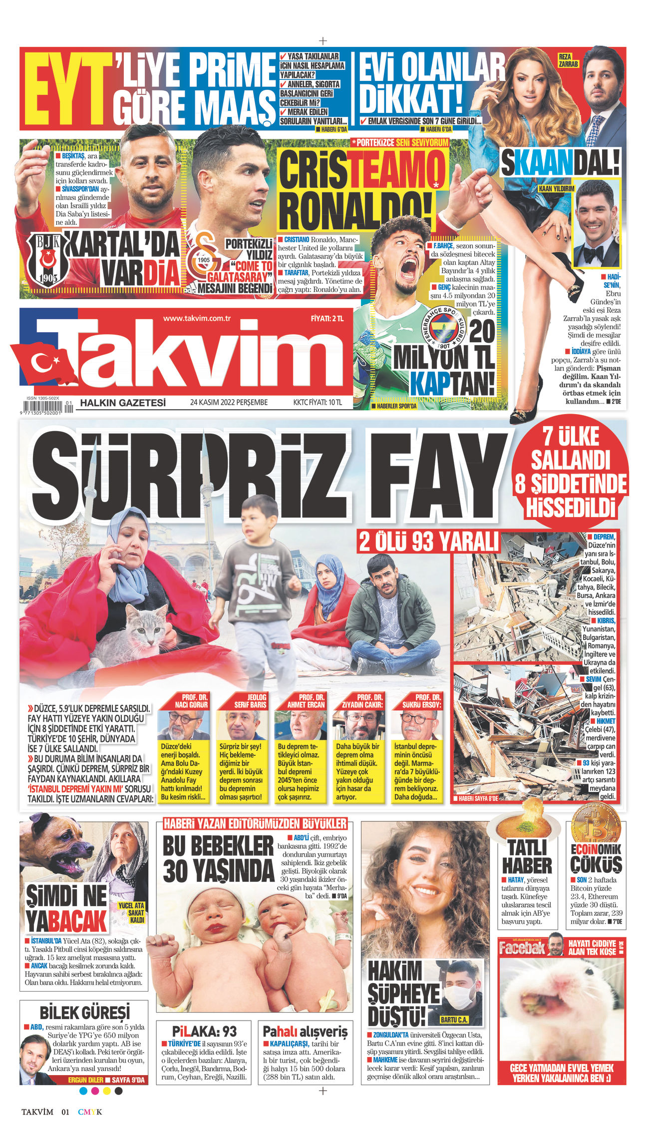 24 Kasım 2022 Takvim Gazete Manşeti