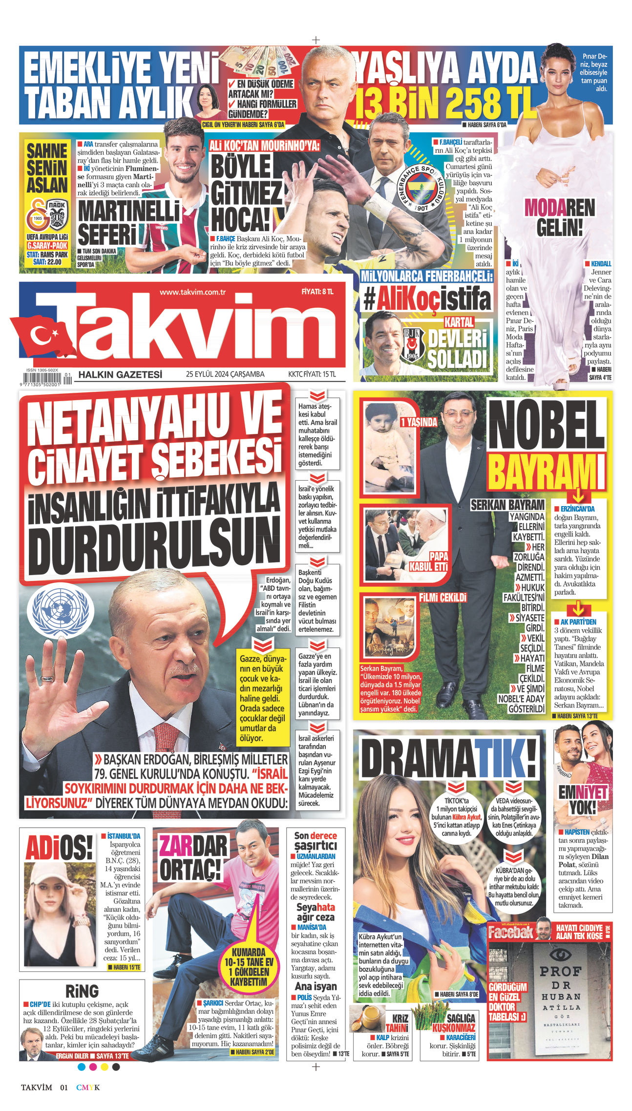 25 Eylül 2024 Takvim Gazete Manşeti