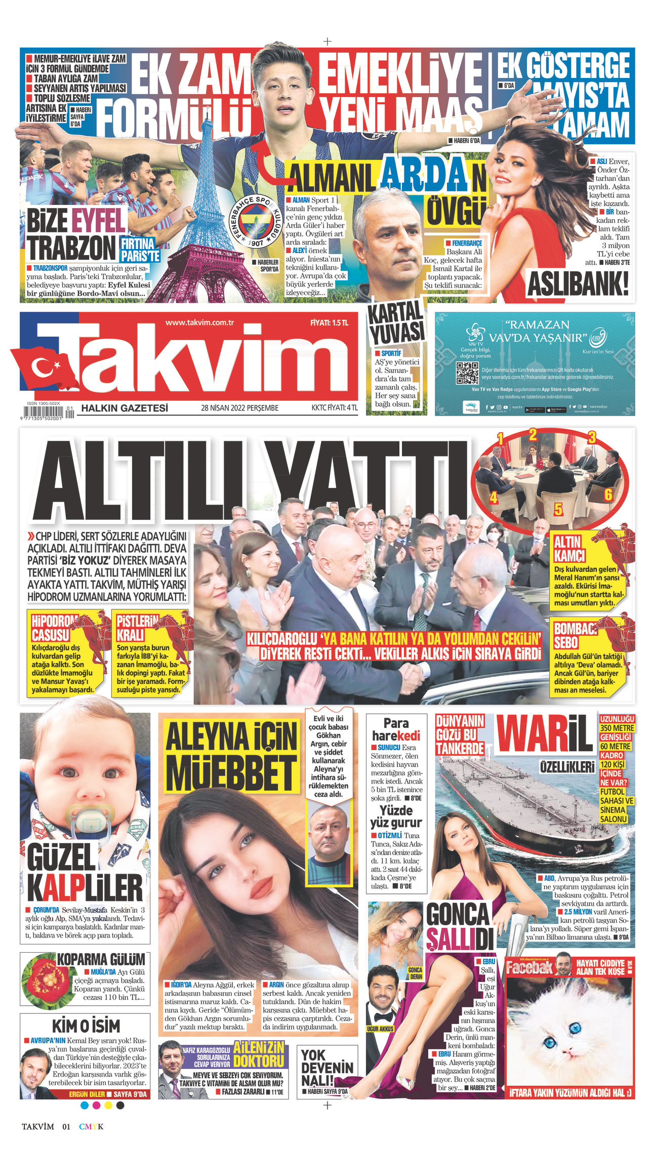 28 Nisan 2022 Takvim Gazete Manşeti