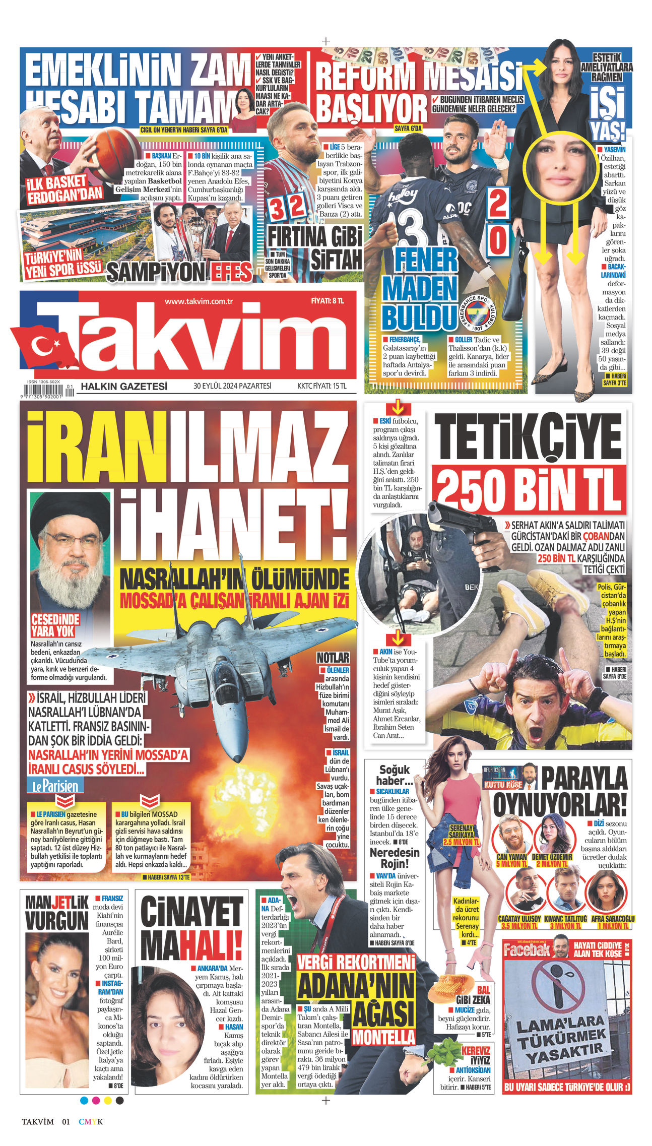 30 Eylül 2024 Takvim Gazete Manşeti