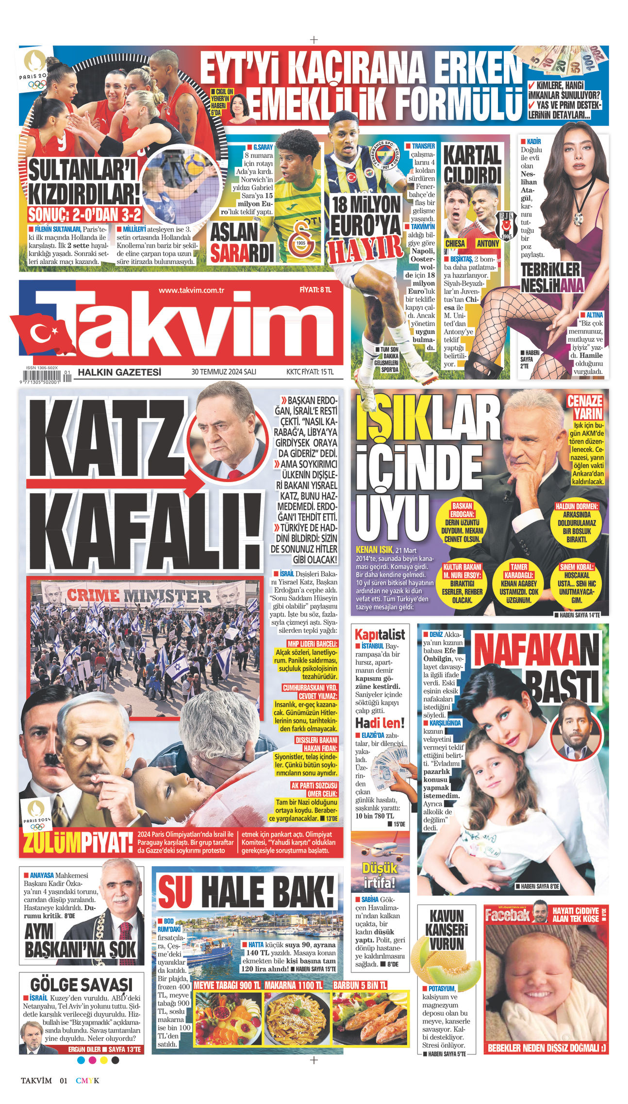 30 Temmuz 2024 Takvim Gazete Manşeti