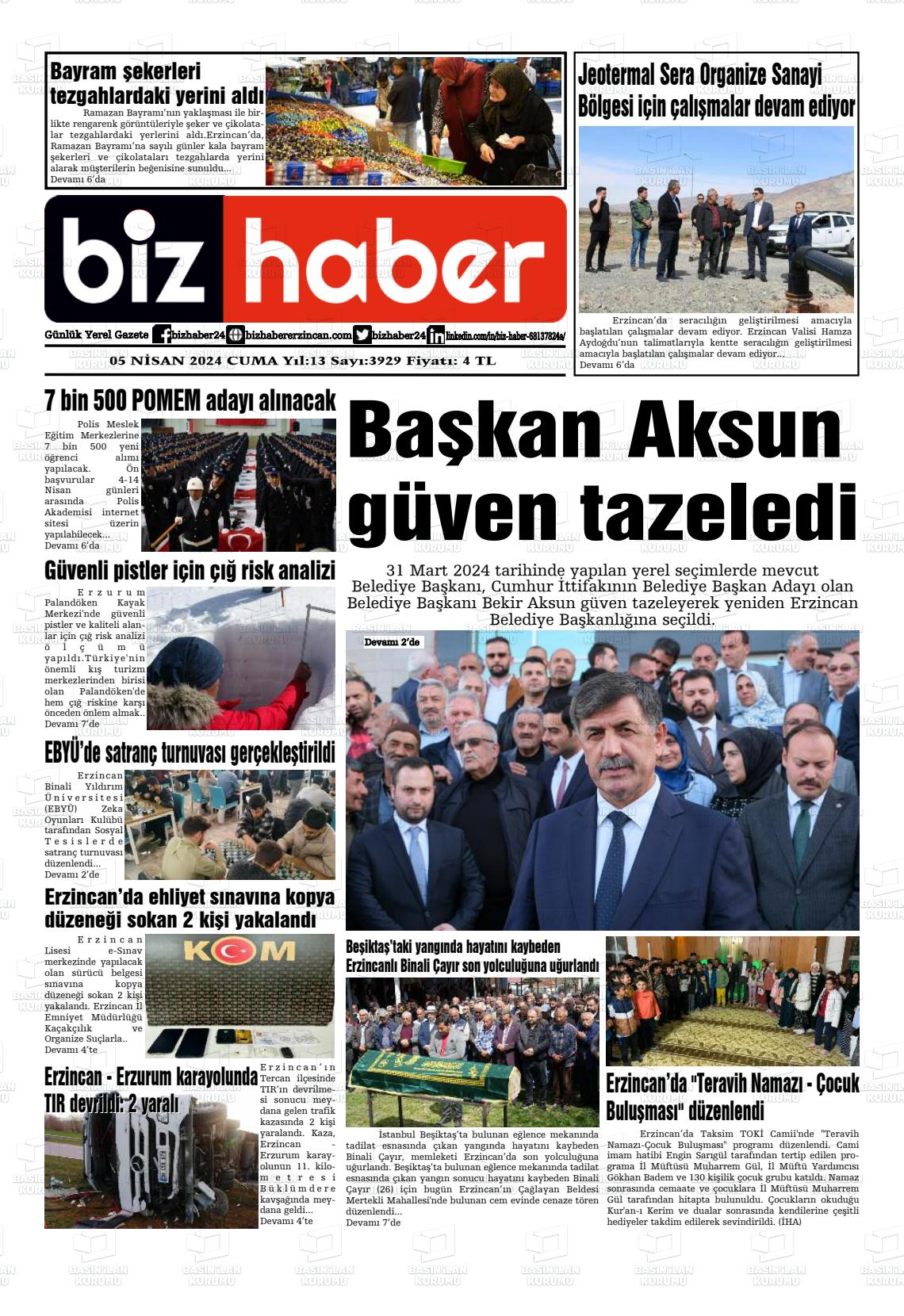 05 Nisan 2024 Erzincan Taraf 24 Gazete Manşeti