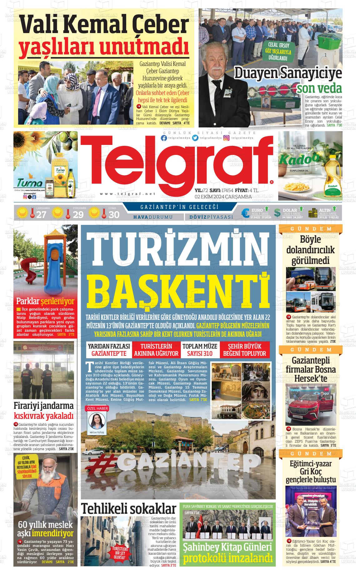 02 Ekim 2024 Telgraf Gazete Manşeti