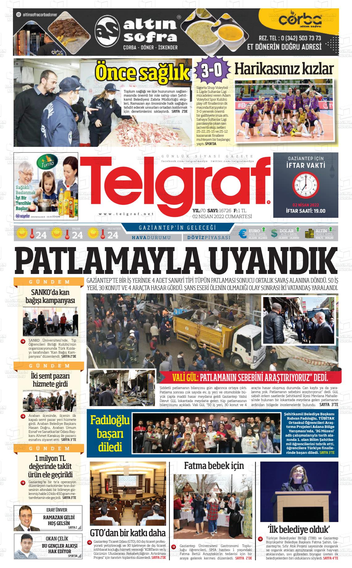 31 Mayıs 2022 Telgraf Gazete Manşeti