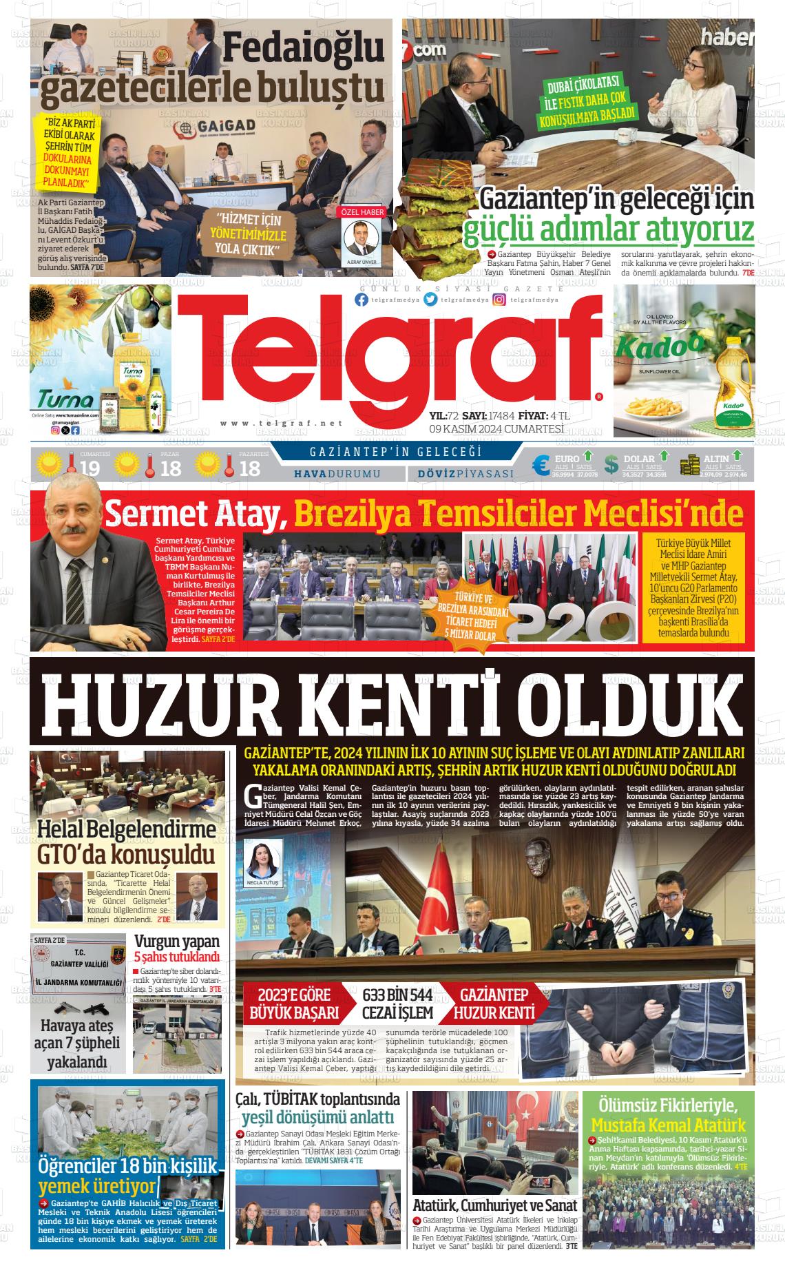 09 Kasım 2024 Telgraf Gazete Manşeti