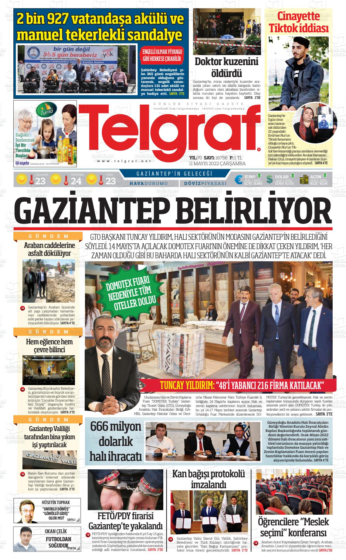 09 Temmuz 2022 Telgraf Gazete Manşeti