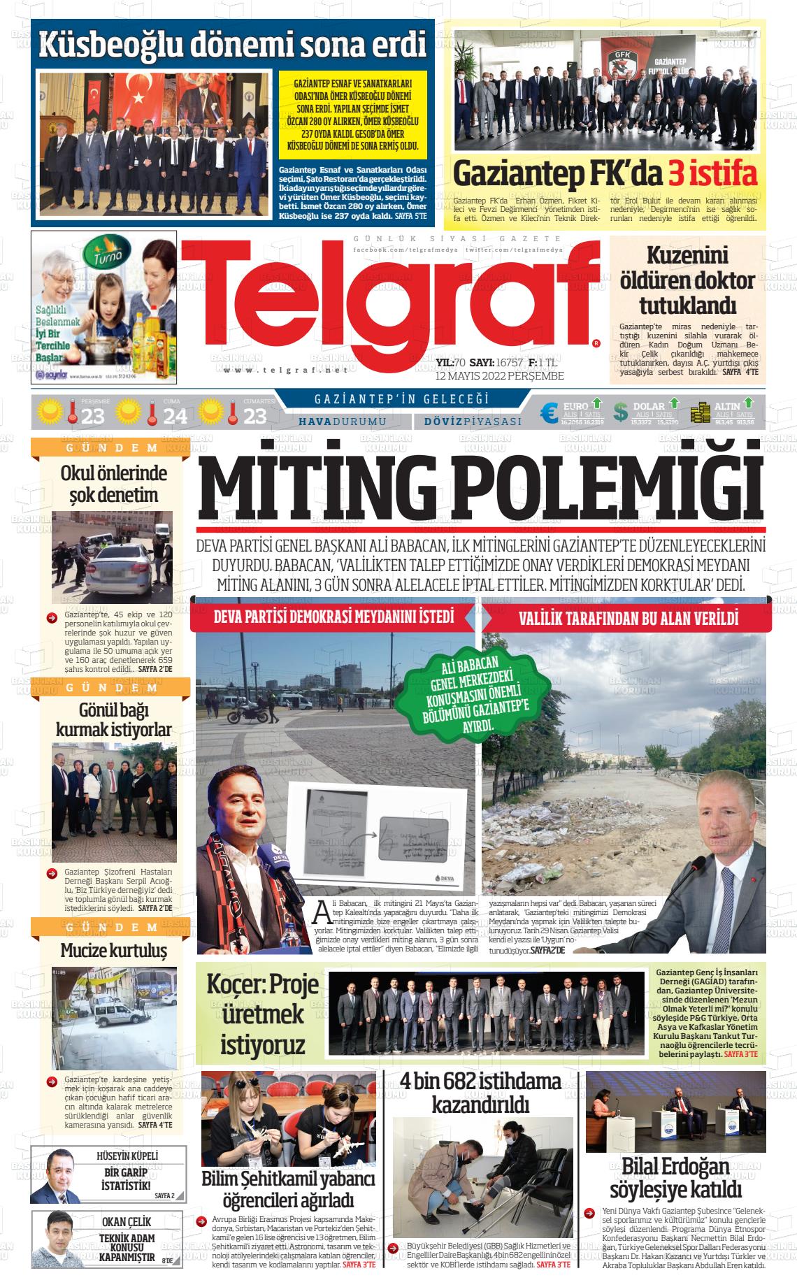 10 Temmuz 2022 Telgraf Gazete Manşeti