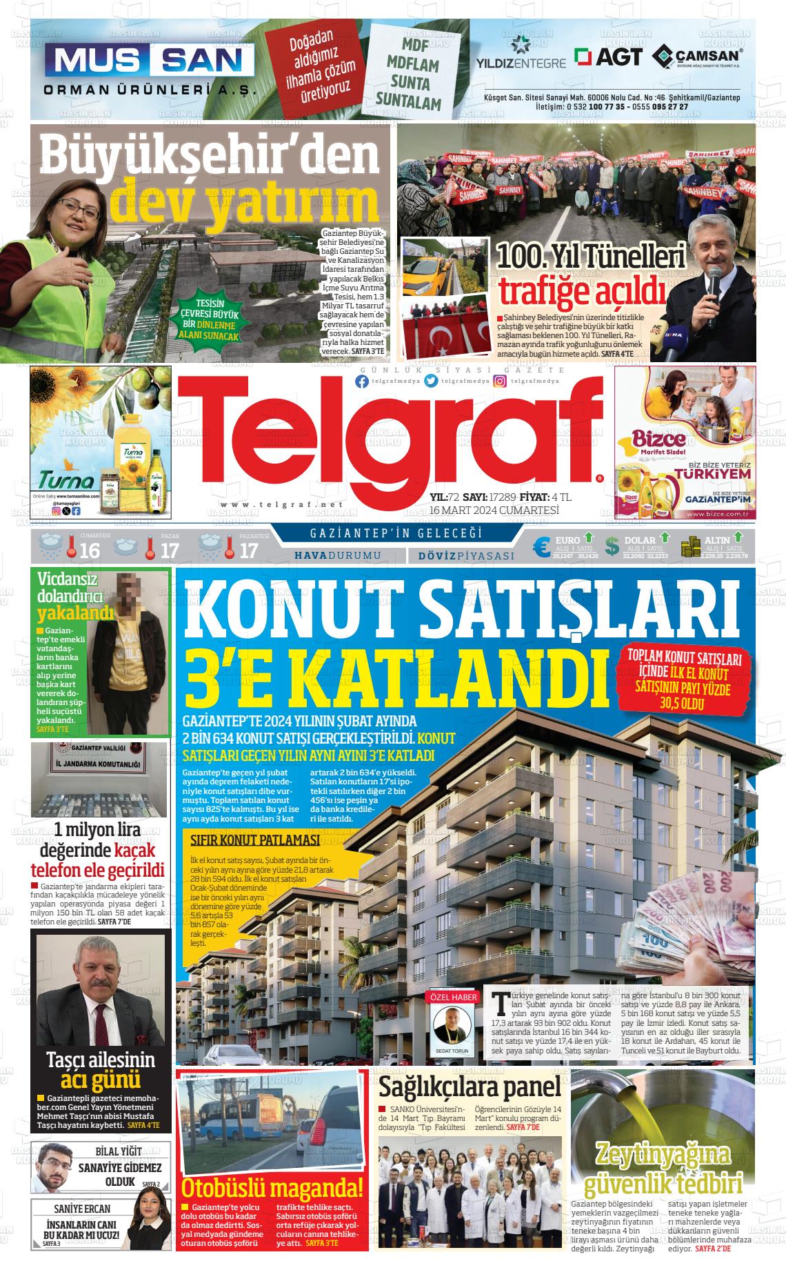 16 Mart 2024 Telgraf Gazete Manşeti