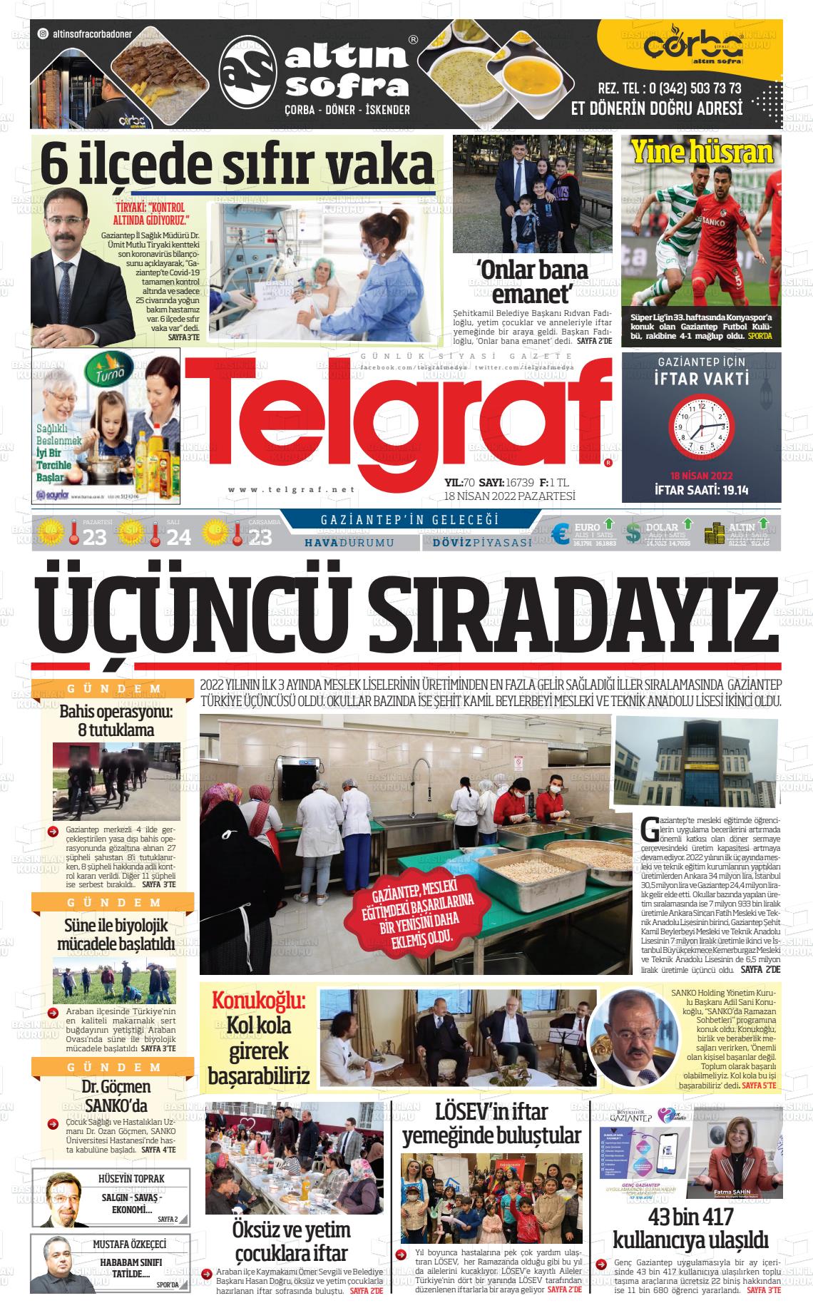 16 Haziran 2022 Telgraf Gazete Manşeti