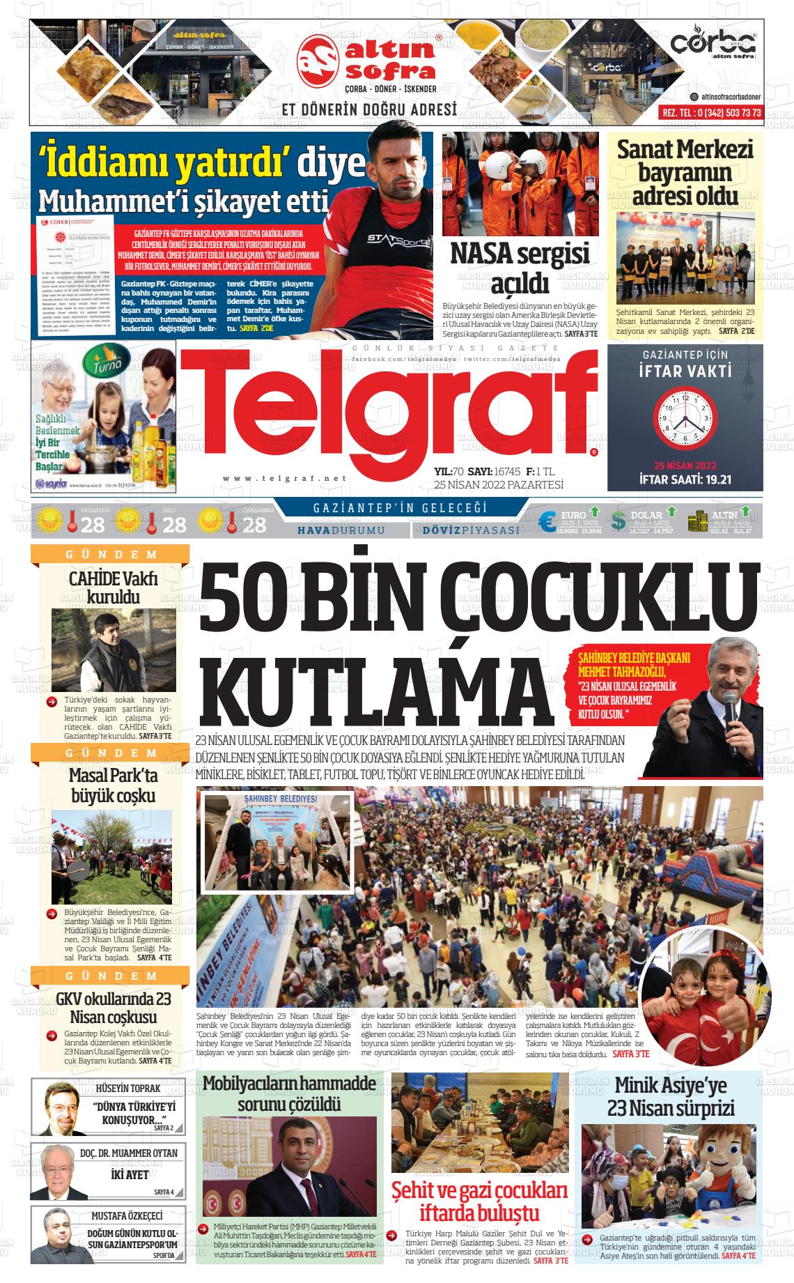 23 Haziran 2022 Telgraf Gazete Manşeti