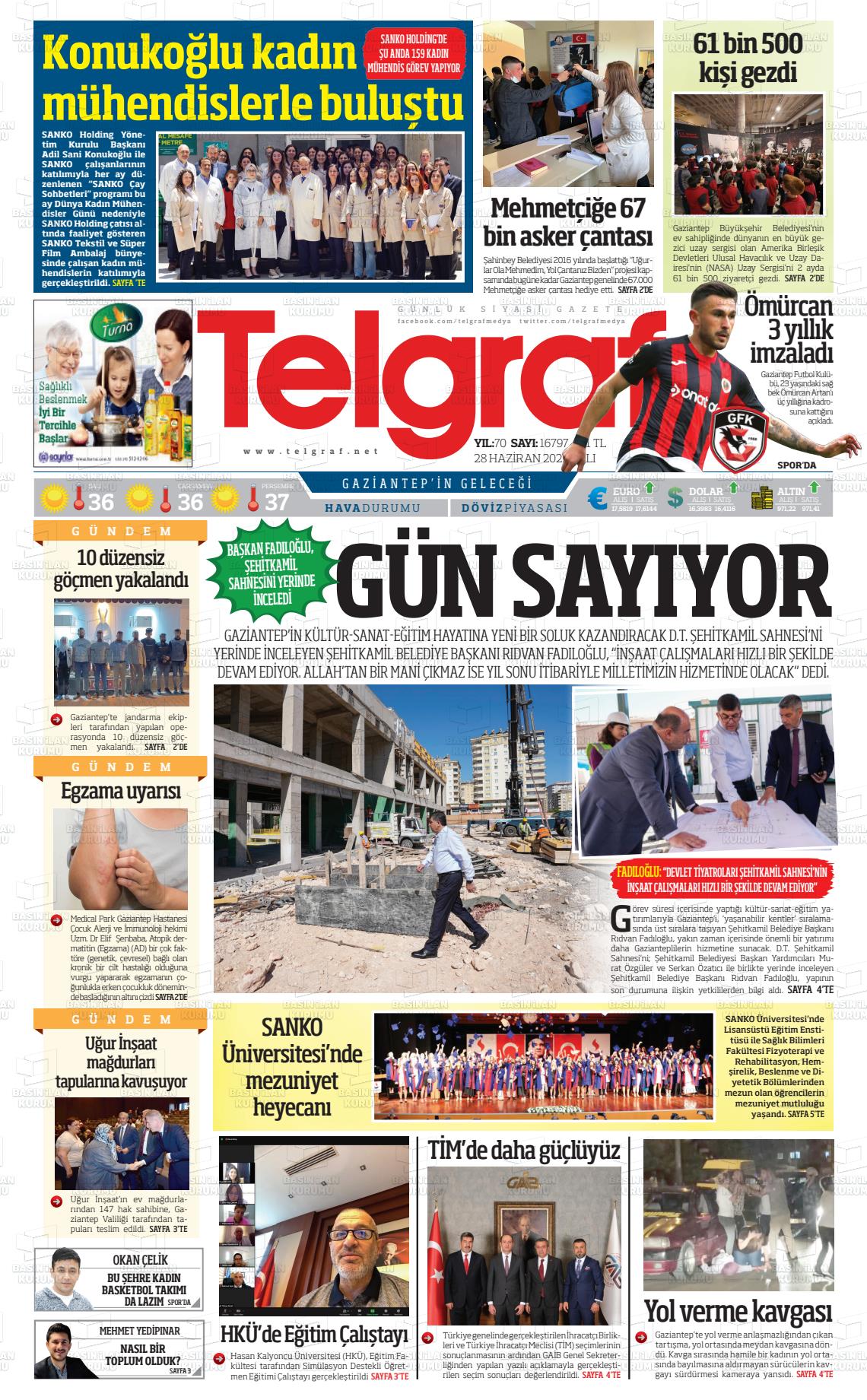 28 Haziran 2022 Telgraf Gazete Manşeti