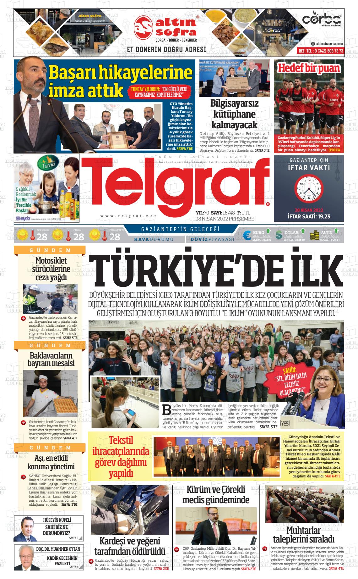 26 Haziran 2022 Telgraf Gazete Manşeti