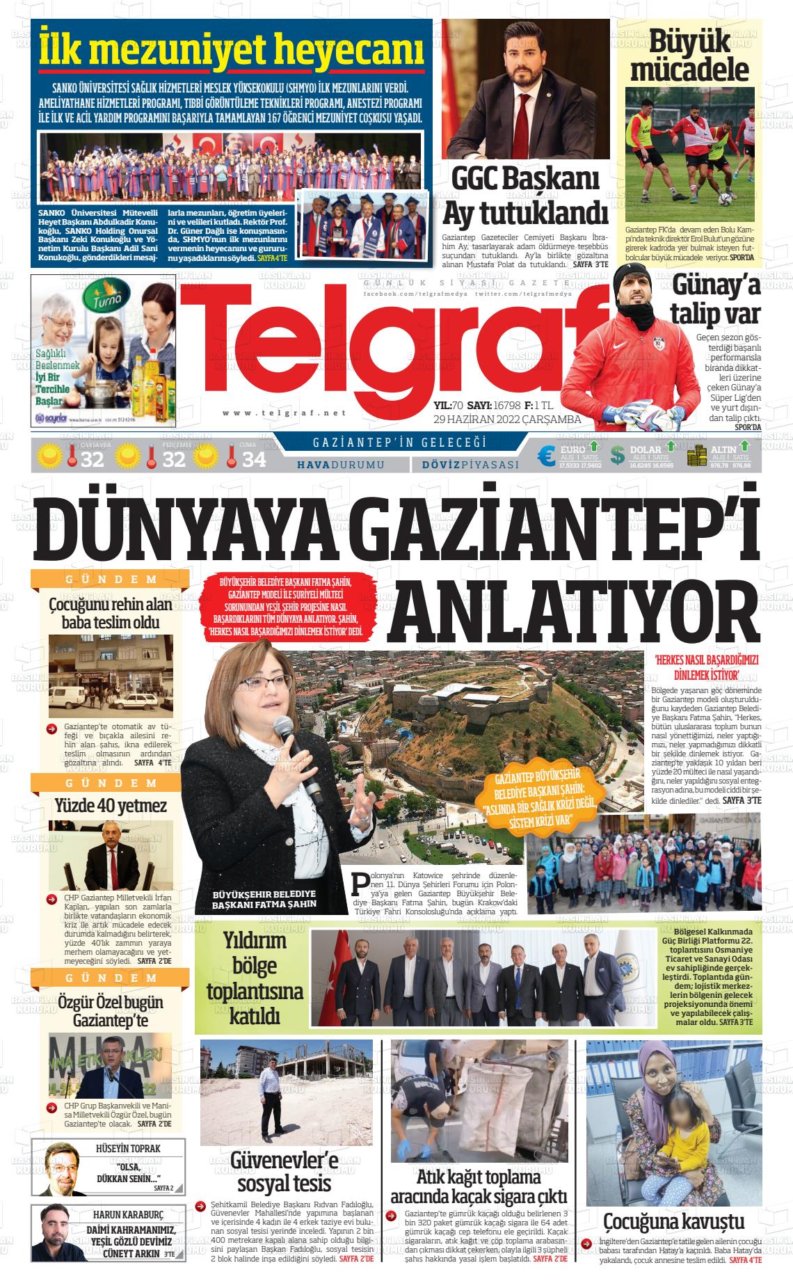 29 Haziran 2022 Telgraf Gazete Manşeti