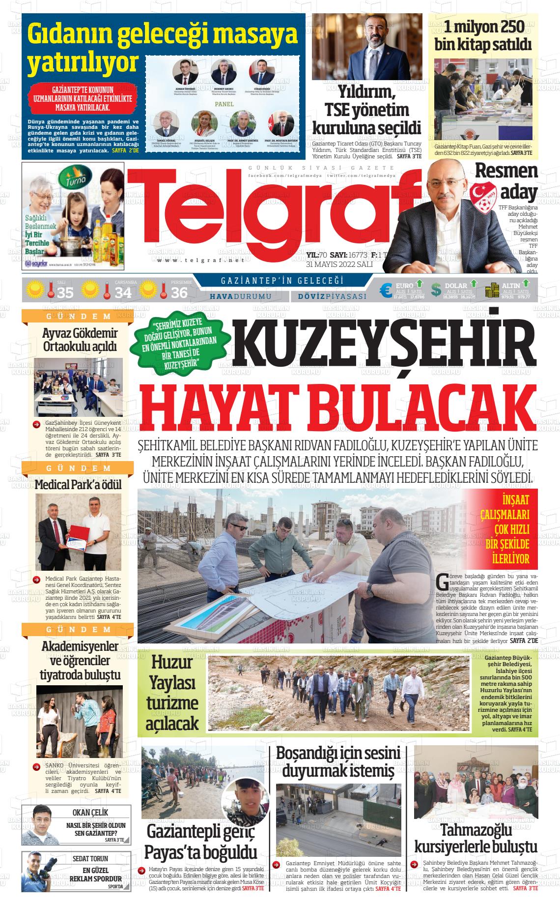 31 Mayıs 2022 Telgraf Gazete Manşeti