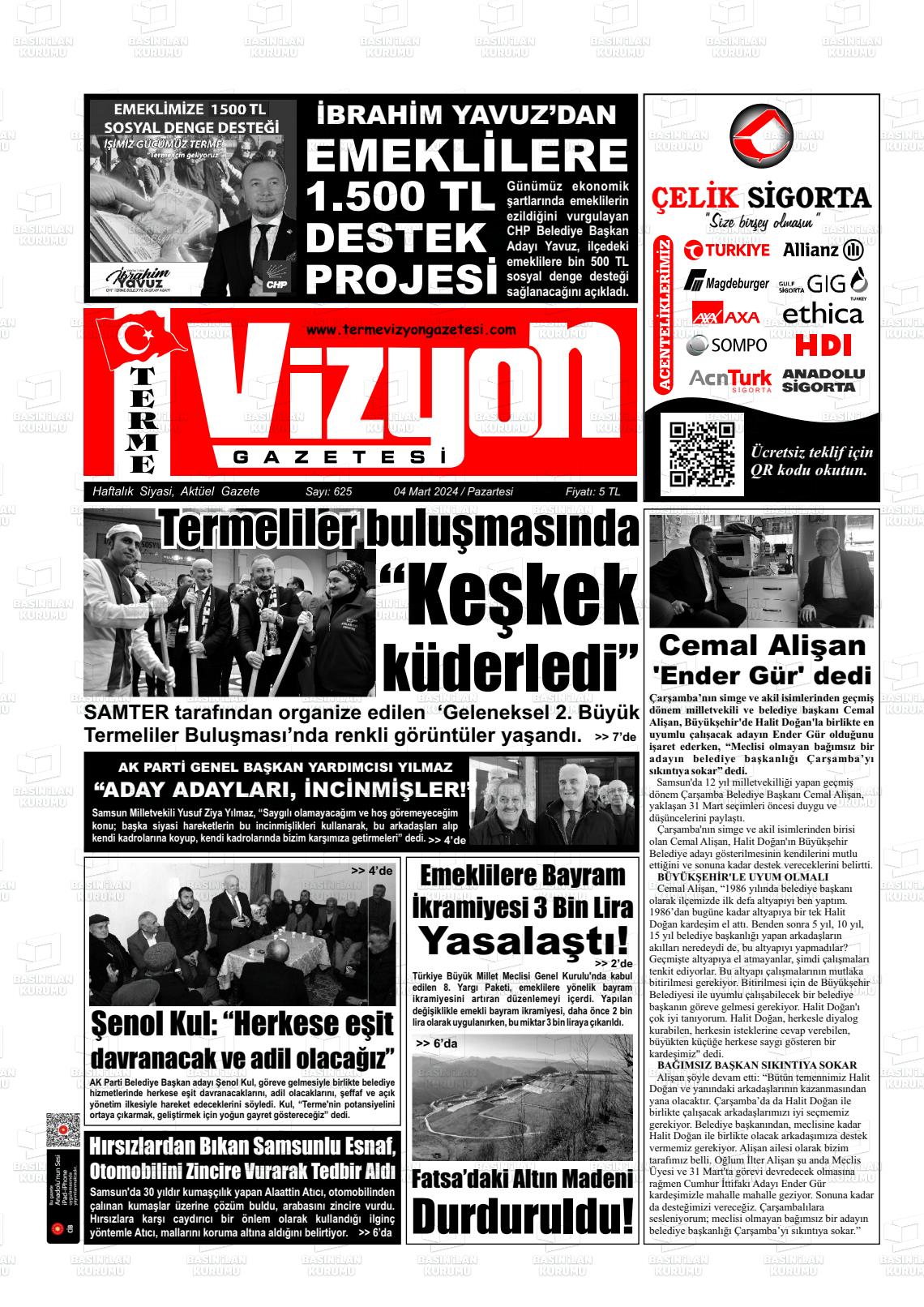 04 Mart 2024 Terme Vizyon Gazete Manşeti