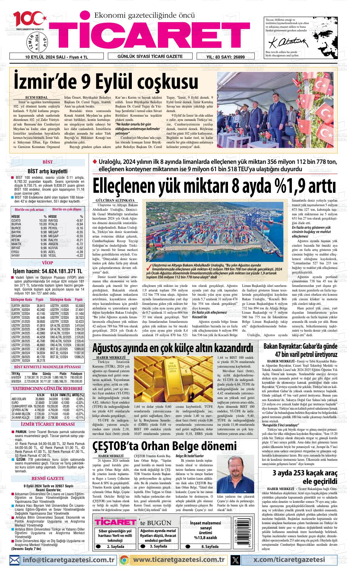 10 Eylül 2024 Ticaret Gazete Manşeti