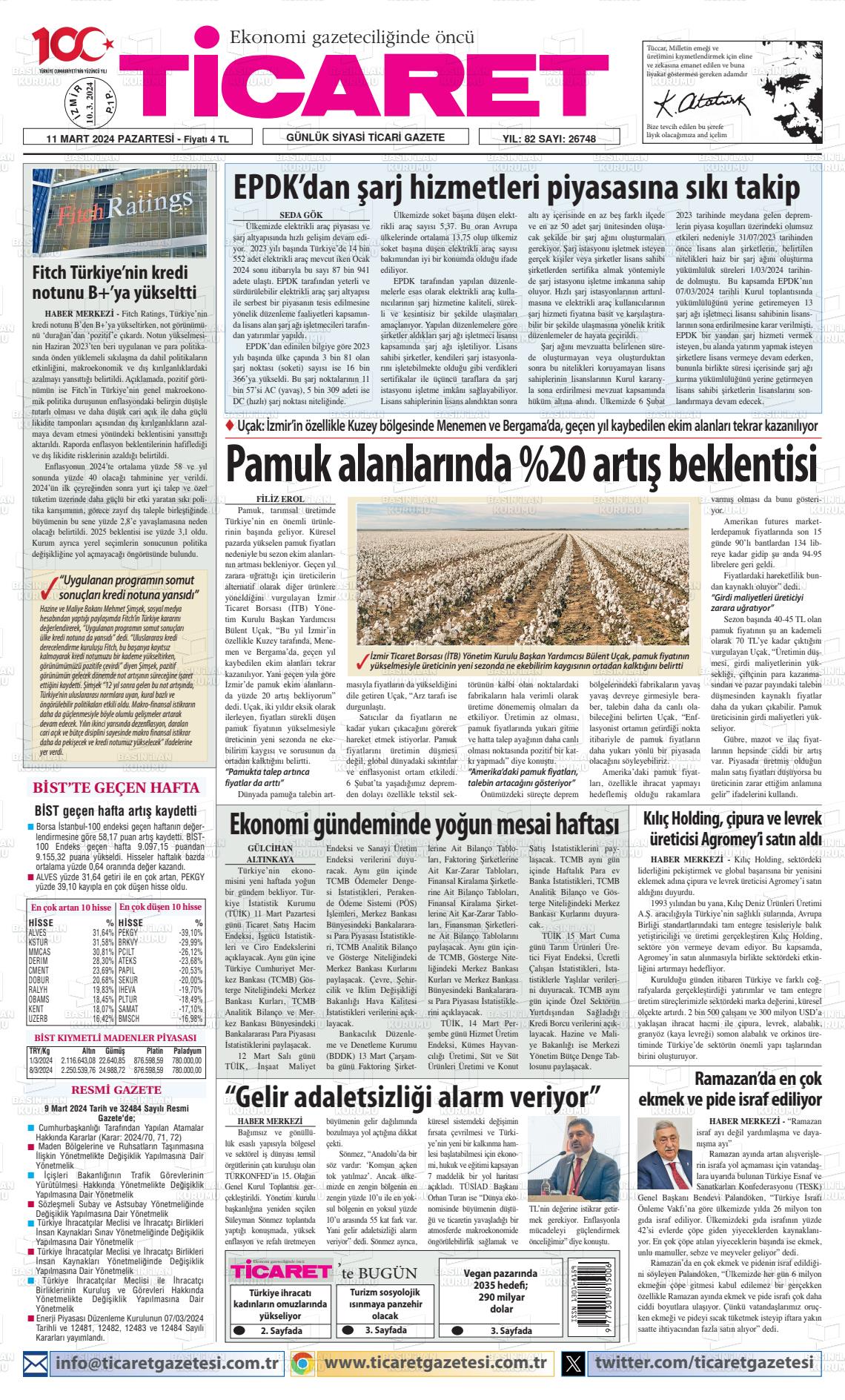 11 Mart 2024 Ticaret Gazete Manşeti